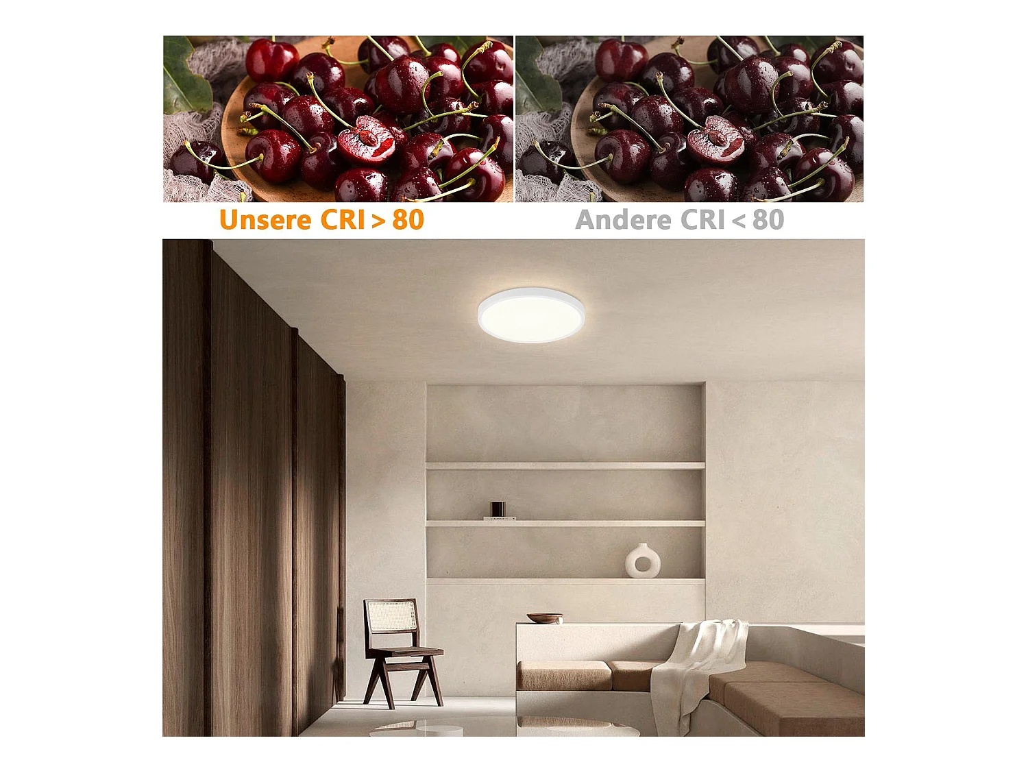 NETTLIFE Plafonnier LED ronde 18W Moderne 23cm Blanc neutre plate IP44 Lampe de Salle de bain pour chambre cuisine couloir