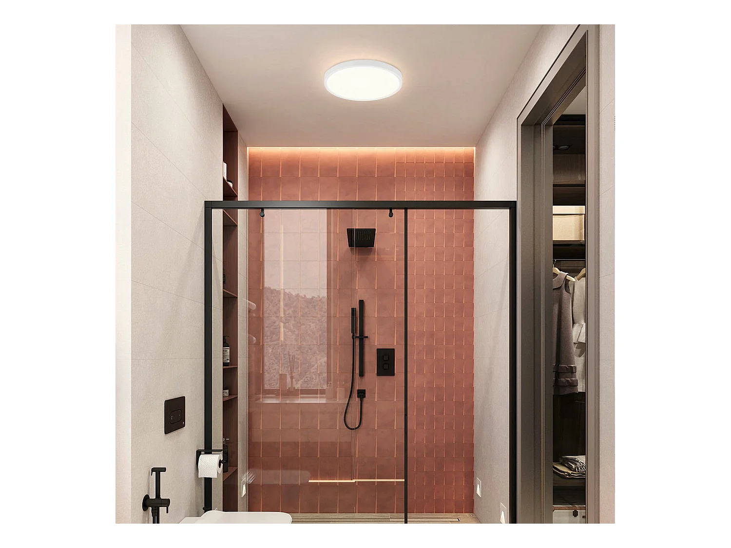 NETTLIFE Plafonnier LED ronde 18W Moderne 23cm Blanc neutre plate IP44 Lampe de Salle de bain pour chambre cuisine couloir