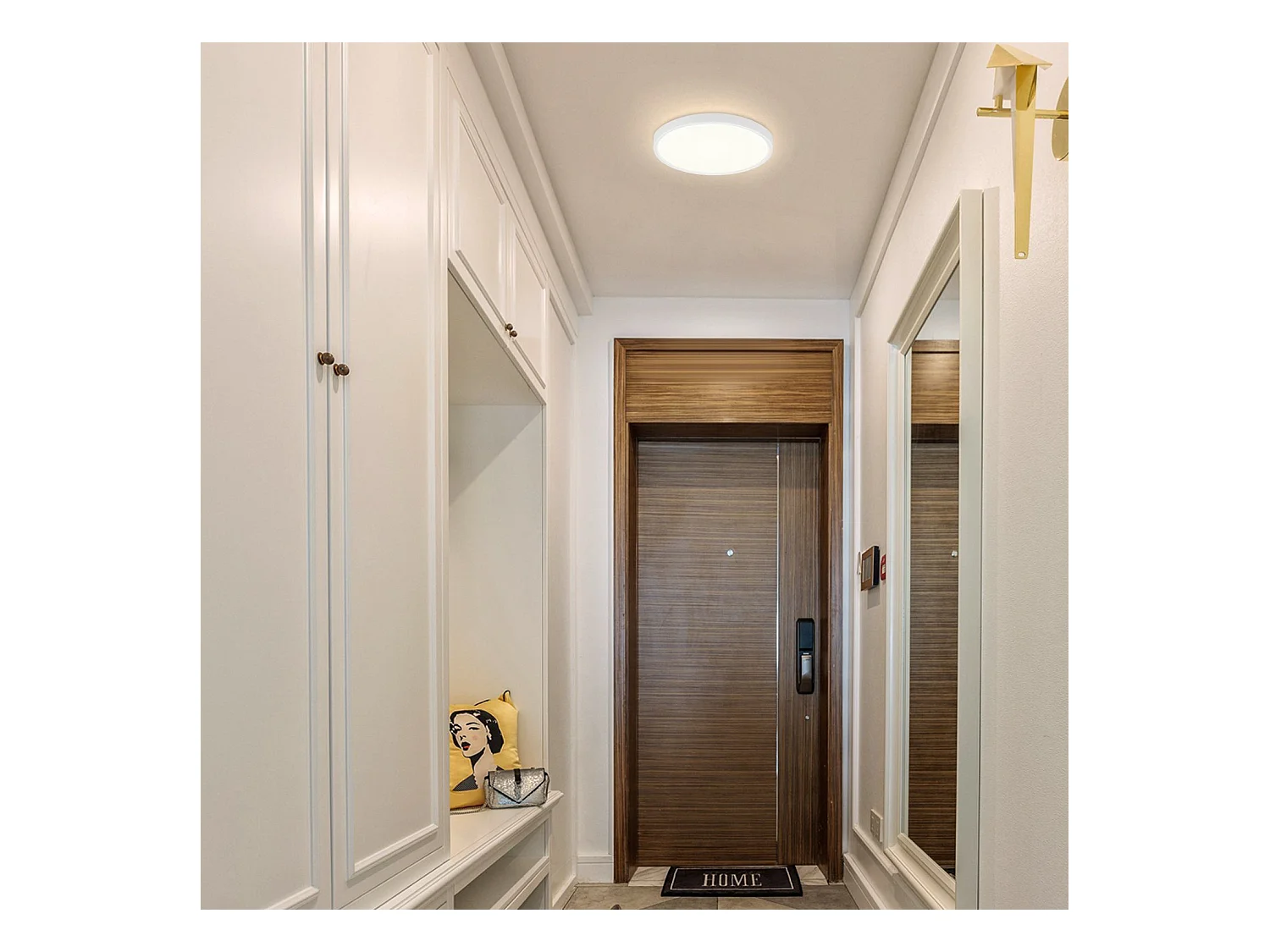 NETTLIFE Plafonnier LED ronde 18W Moderne 23cm Blanc neutre plate IP44 Lampe de Salle de bain pour chambre cuisine couloir