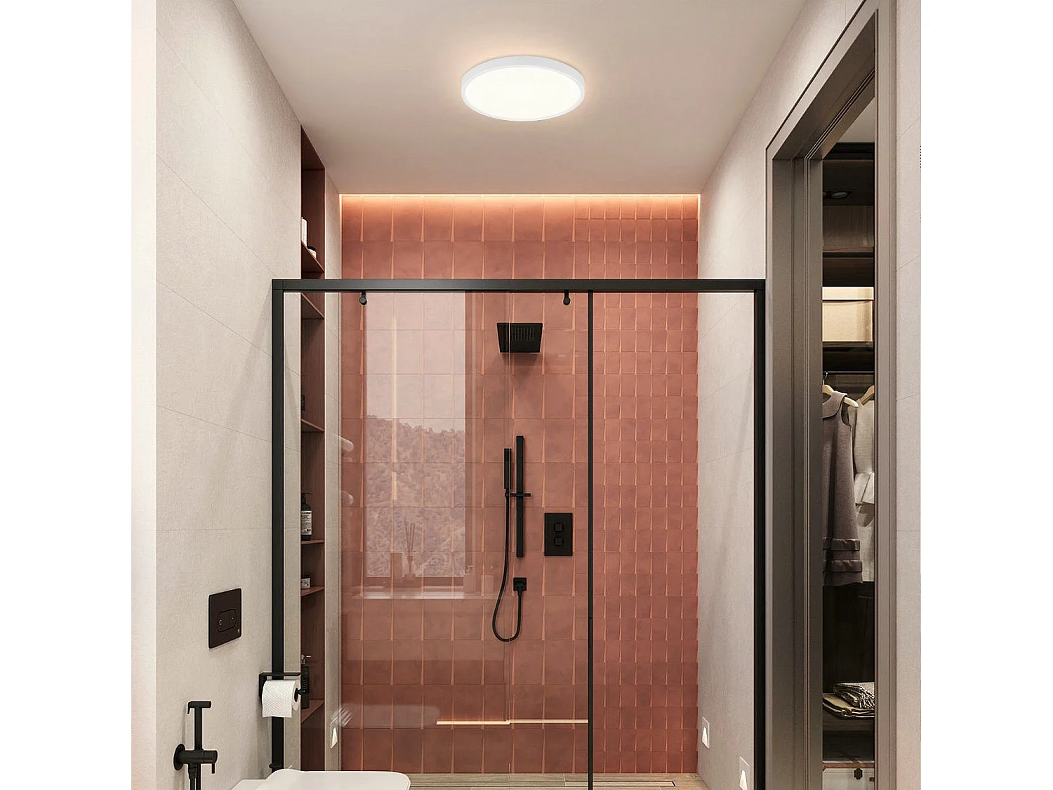 NETTLIFE Plafonnier LED ronde 18W Moderne 23cm Blanc neutre plate IP44 Lampe de Salle de bain pour chambre cuisine couloir