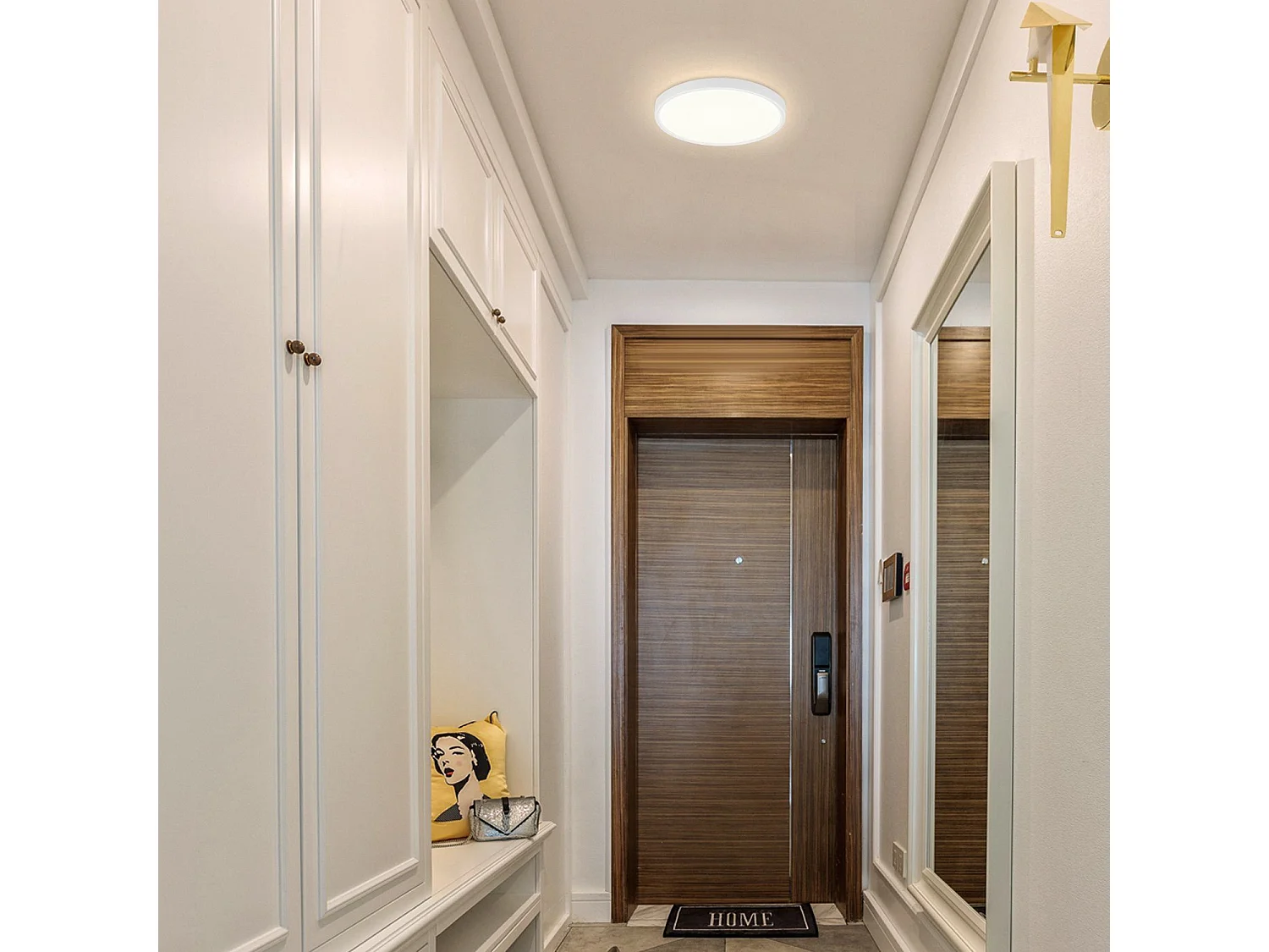 NETTLIFE Plafonnier LED ronde 18W Moderne 23cm Blanc neutre plate IP44 Lampe de Salle de bain pour chambre cuisine couloir