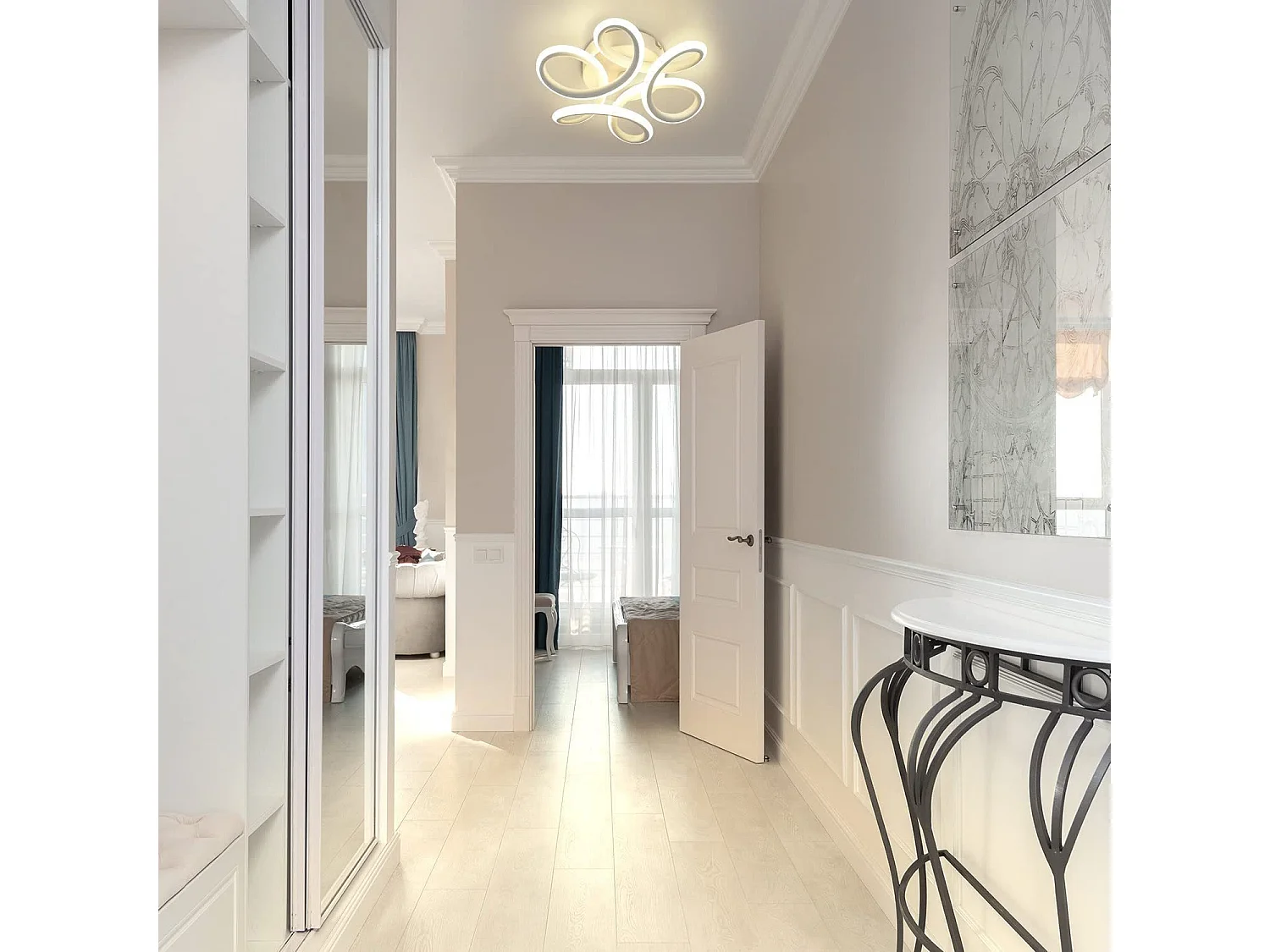 NETTLIFE Plafonnier LED 17W, 3000K 27*12cm Petite Lampe de Couloir Moderne Blanc Chaud Blanc Géométrie Design pour Salon Cuisine Studio Entrée