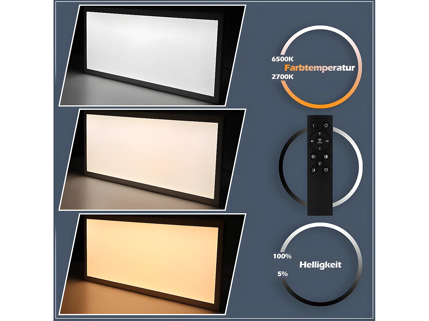 LED Deckenleuchte Panel Weiß, 42w Länge Dimmbar Deckenlampe Mit Fernbedienung 100x25 Cm