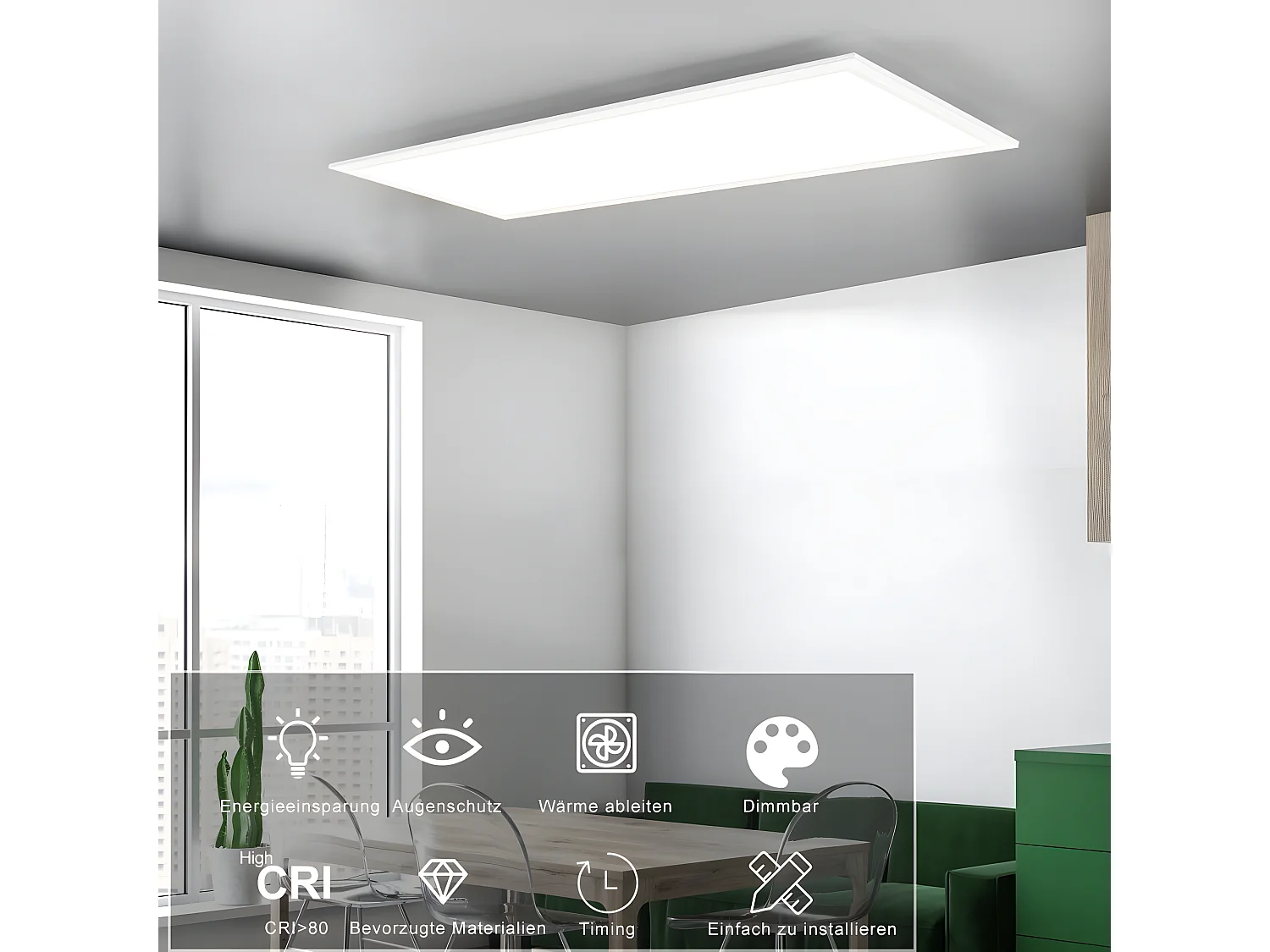 LED Deckenleuchte Panel Weiß, 42w Länge Dimmbar Deckenlampe Mit Fernbedienung 100x25 Cm