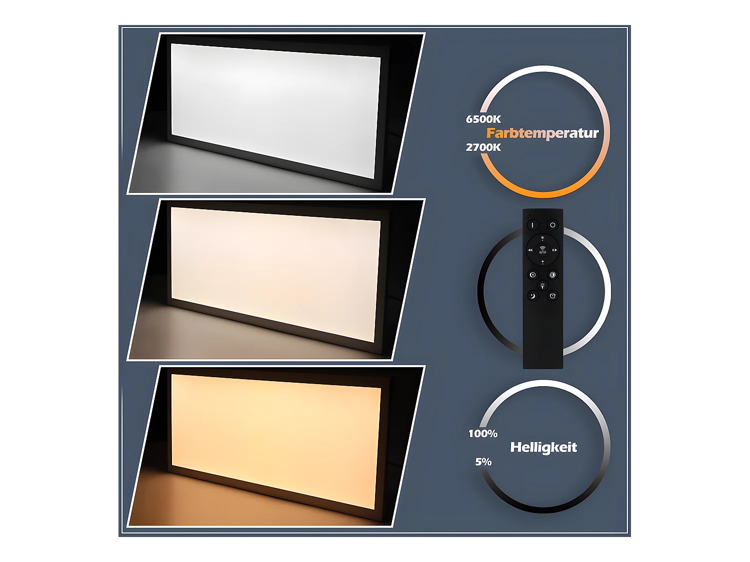 NETTLIFE Plafondlamp LED, LED paneel ultraplat,42W, Dimbaar met Afstandsbediening - 3000K-6500K Instelbare Kleurtemperatuur , Wit , 100x25x4.5 cm (LxBxH)