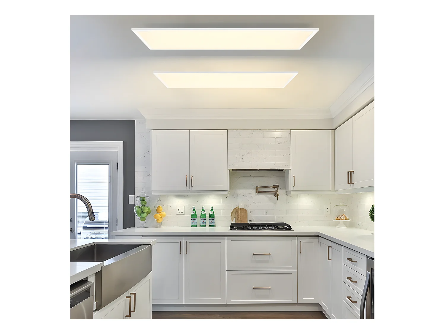 NETTLIFE Plafondlamp LED, LED paneel ultraplat,42W, Dimbaar met Afstandsbediening - 3000K-6500K Instelbare Kleurtemperatuur , Wit , 100x25x4.5 cm (LxBxH)