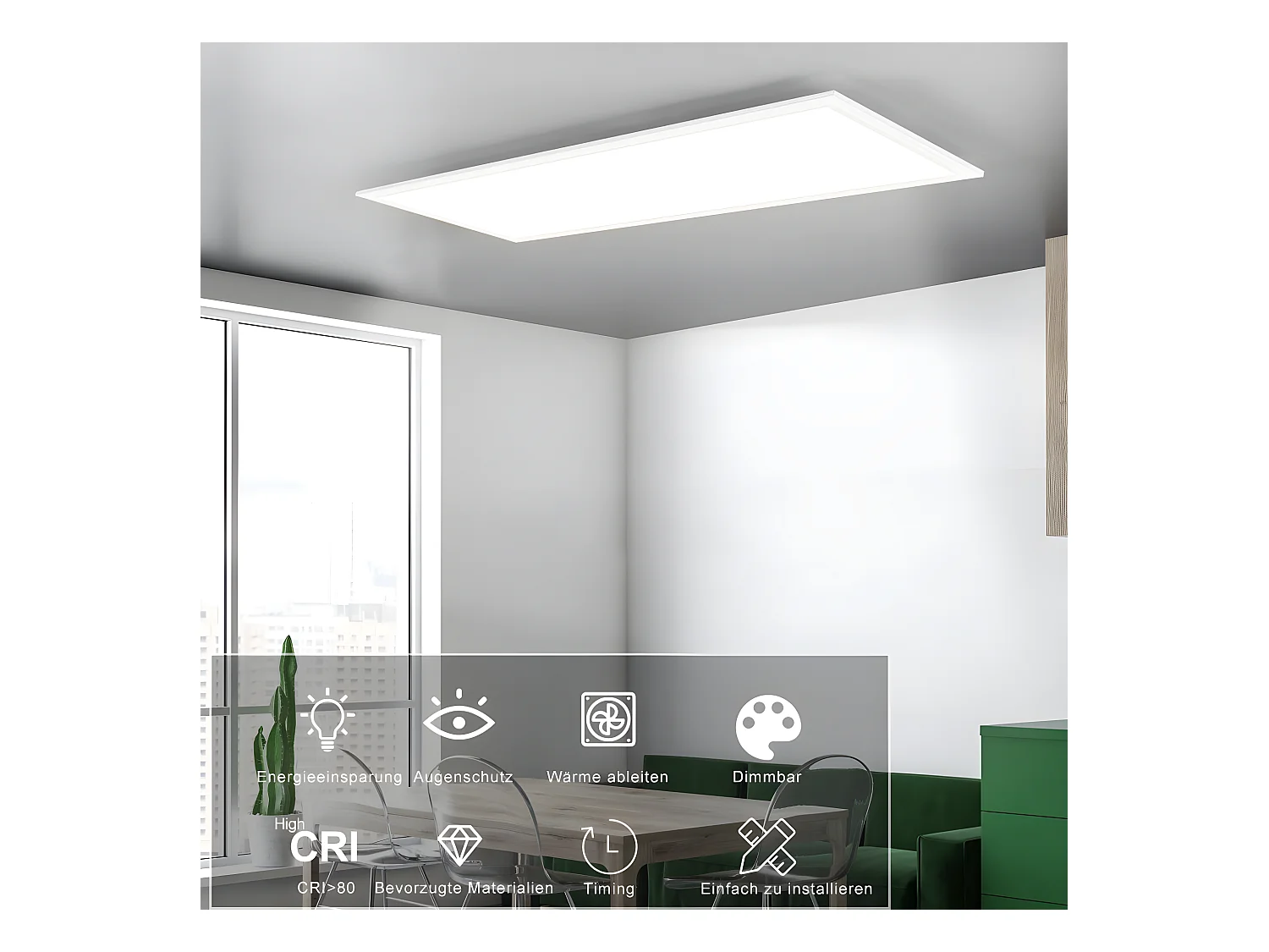 NETTLIFE Plafondlamp LED, LED paneel ultraplat,42W, Dimbaar met Afstandsbediening - 3000K-6500K Instelbare Kleurtemperatuur , Wit , 100x25x4.5 cm (LxBxH)