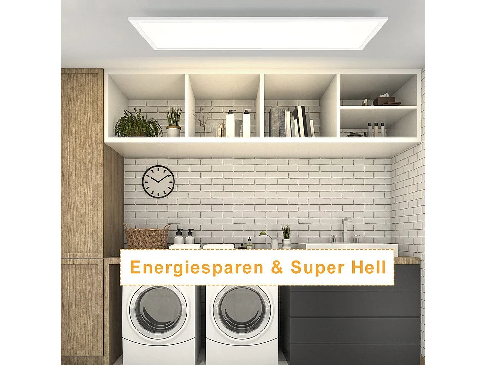 NETTLIFE Plafonnier LED panneau Blanc moderne, 42W longueur Lampe de plafond dimmable avec télécommande 100x25 cm pour salon chambre bureau cuisine