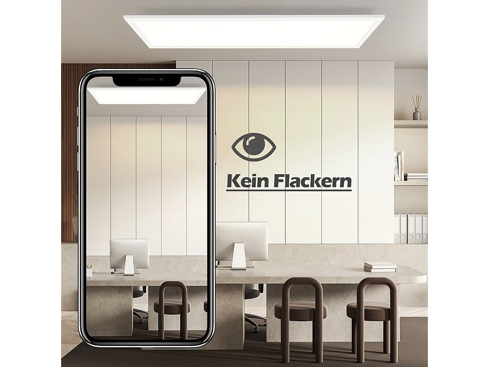 NETTLIFE Plafonnier LED panneau Blanc moderne, 42W longueur Lampe de plafond dimmable avec télécommande 100x25 cm pour salon chambre bureau cuisine