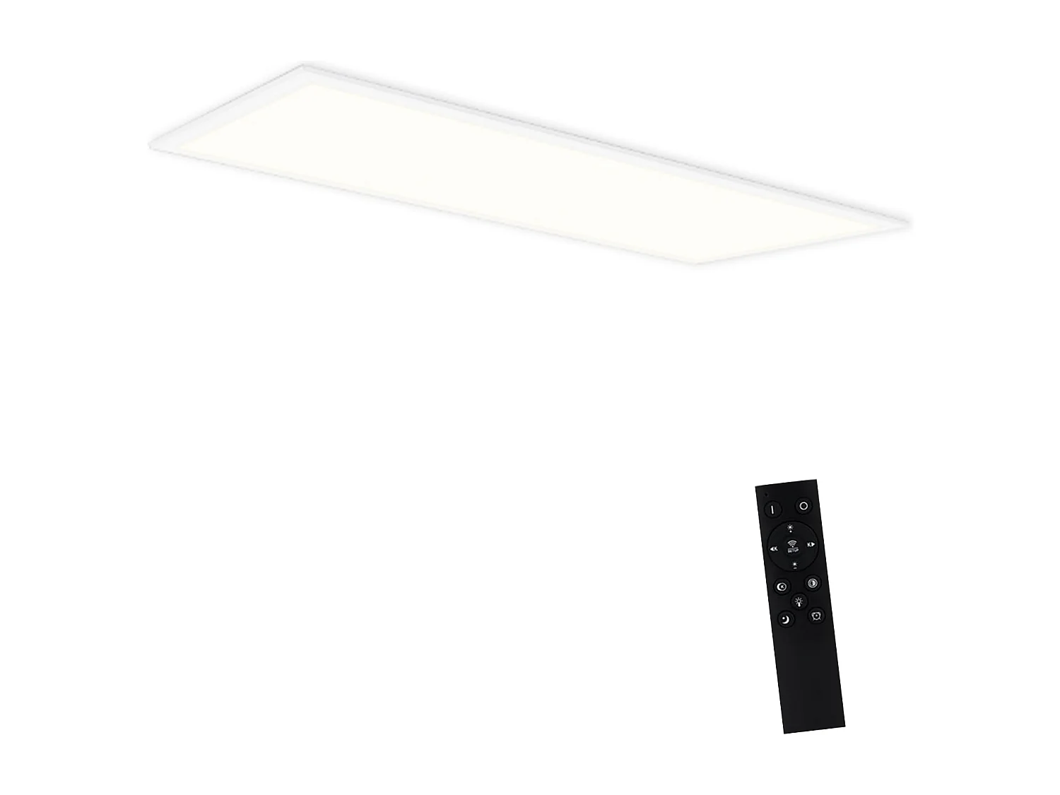 NETTLIFE Plafonnier LED panneau Blanc moderne, 42W longueur Lampe de plafond dimmable avec télécommande 100x25 cm pour salon chambre bureau cuisine