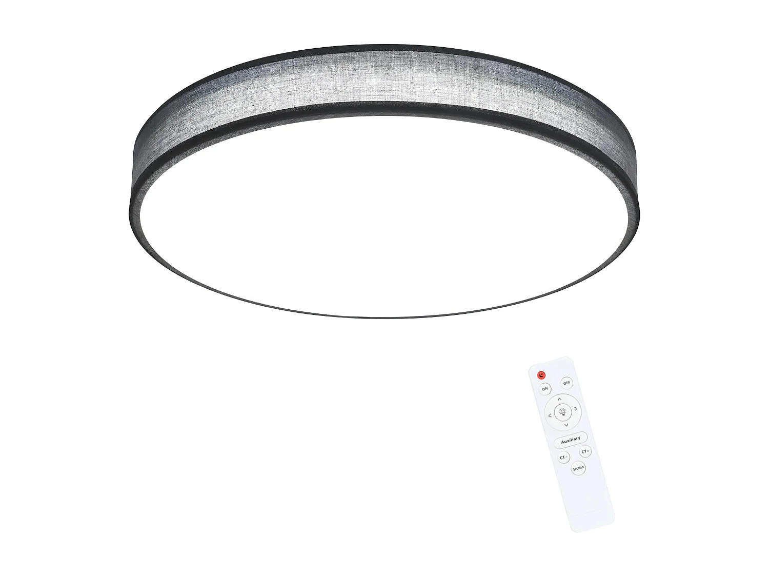NETTLIFE Plafonnier LED Gris 38W Rond Moderne Dimmable avec Télécommande Lampe de Chambre avec Abat-Jour en Tissu Lampe de Couloir pour Salon