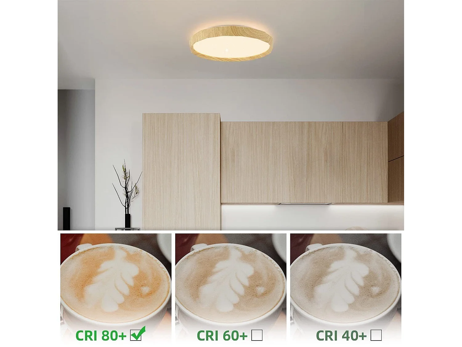 NETTLIFE Lampa sufitowa LED Salon - Lampa do salonu Imitacja drewna Ø40cm Lampa sufitowa do sypialni 43W Możliwość przyciemniania Lampa do sypialni z pilotem