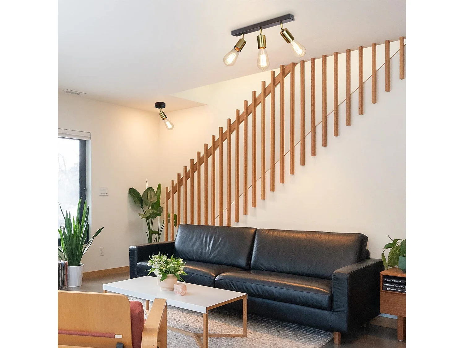 NETTLIFE Plafonnier 3 Spots Pivotant en Métal Barres de Max.25w E27 Lampe de Cuisine Industrielle Vintage Noir Or Rétro Moderne pour Cuisine Couloir