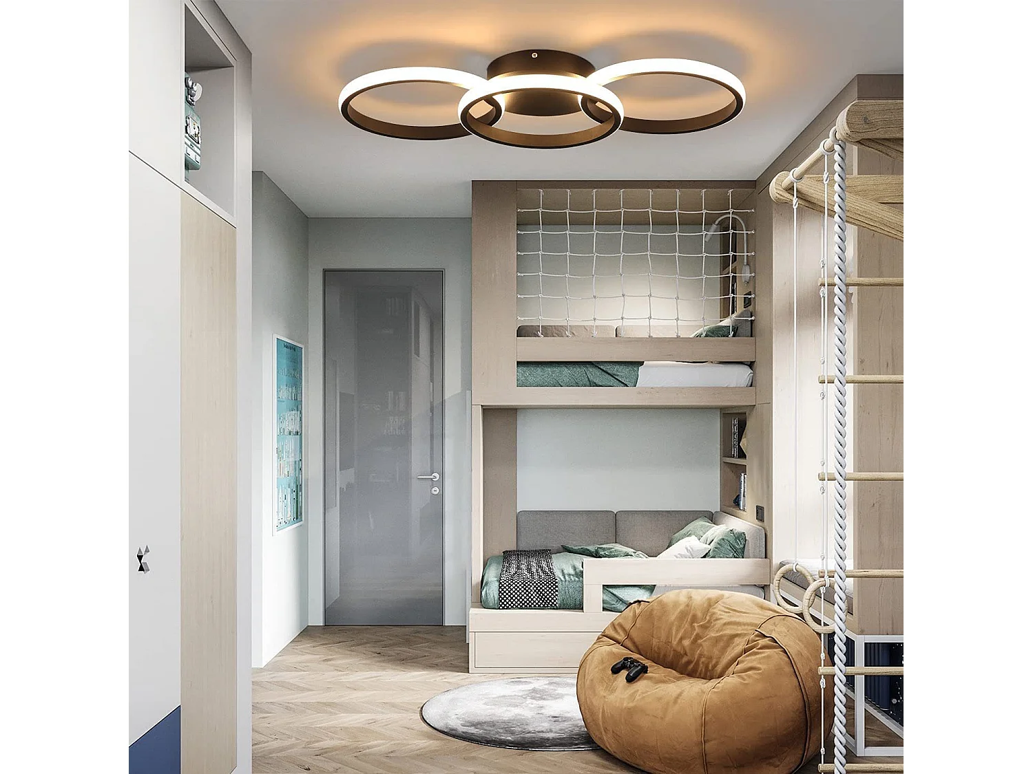 NETTLIFE Moderne schwarze LED-Deckenleuchte, rund, mit warmweißer 36-W-Küchenlampe für Wohnzimmer, Esszimmer, Schlafzimmer, Flur