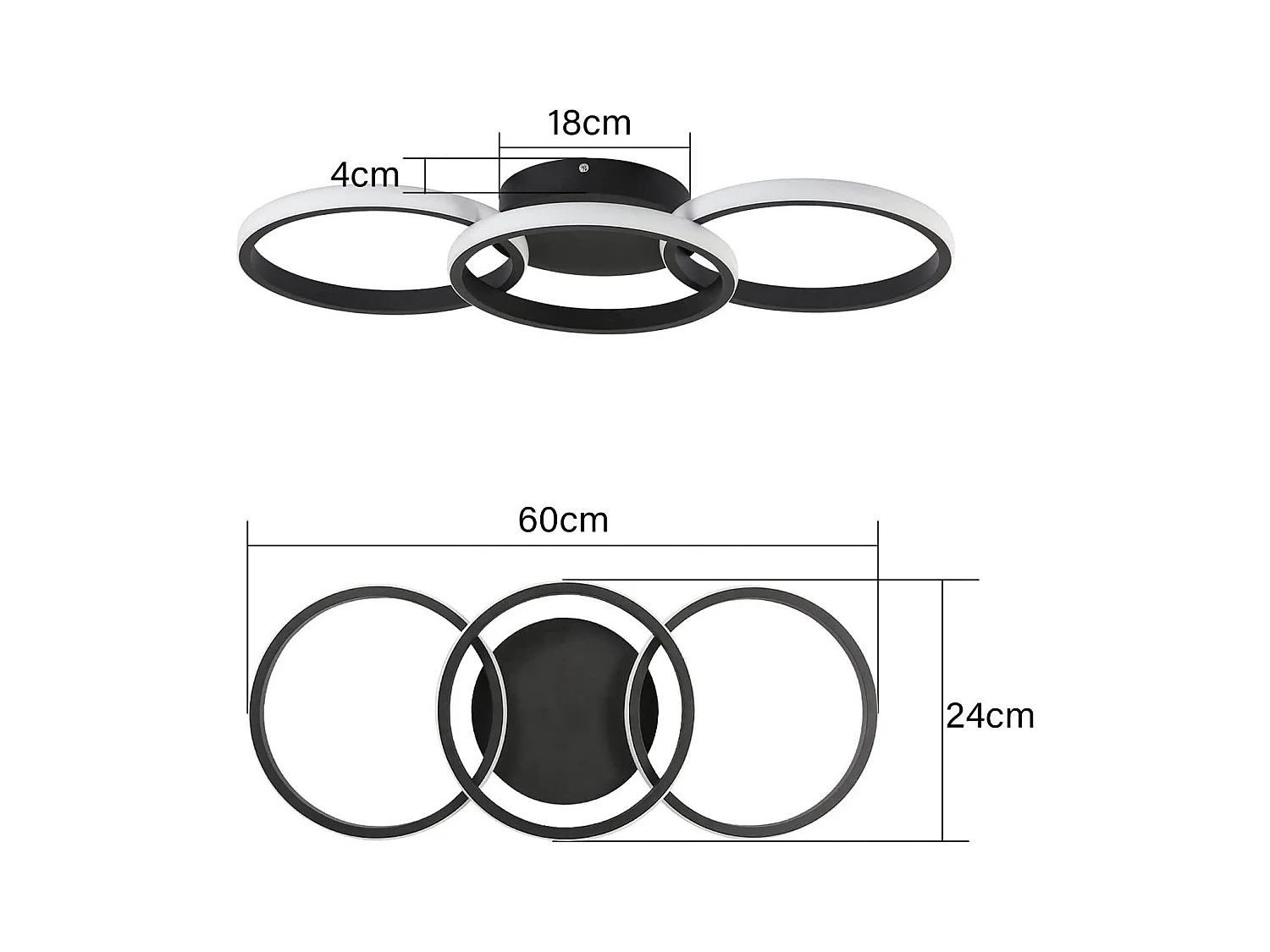 NETTLIFE Moderne schwarze LED-Deckenleuchte, rund, mit warmweißer 36-W-Küchenlampe für Wohnzimmer, Esszimmer, Schlafzimmer, Flur