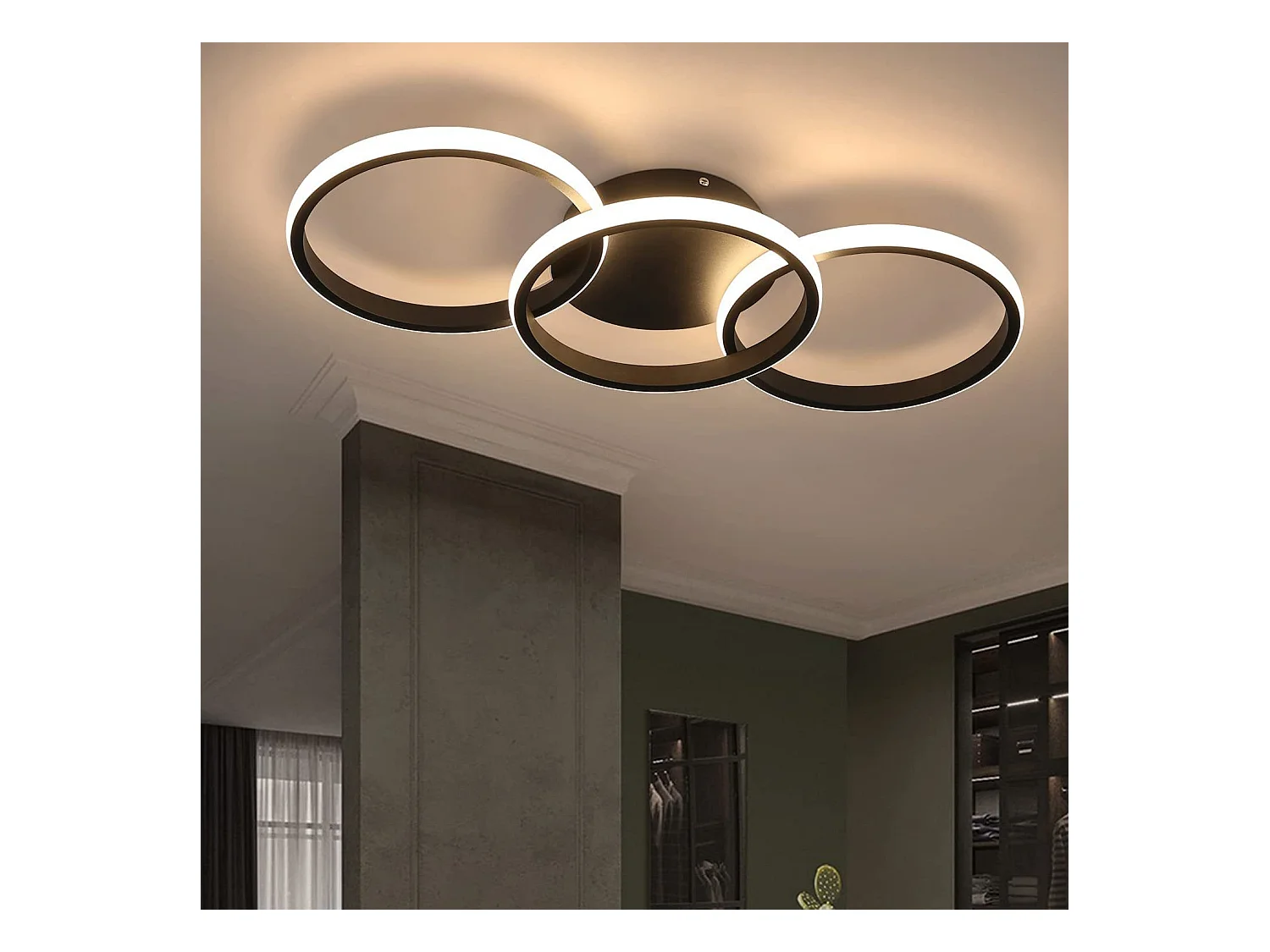 NETTLIFE Plafondlamp LED - rond - zwart - 3-Lichts - 3000 Warm wit Licht - Metaal - 36W - Moderne Keukenverlichting - voor Woonkamer | Slaapkamer | Eetkamer - 60cm