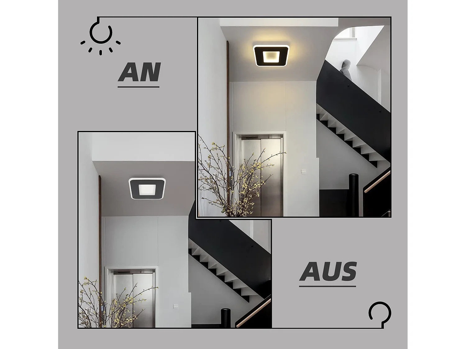 NETTLIFE LED plafondlamp 23W zwart 24cm warm wit keukenlamp modern design vierkante slaapkamer hallamp voor woonkamer