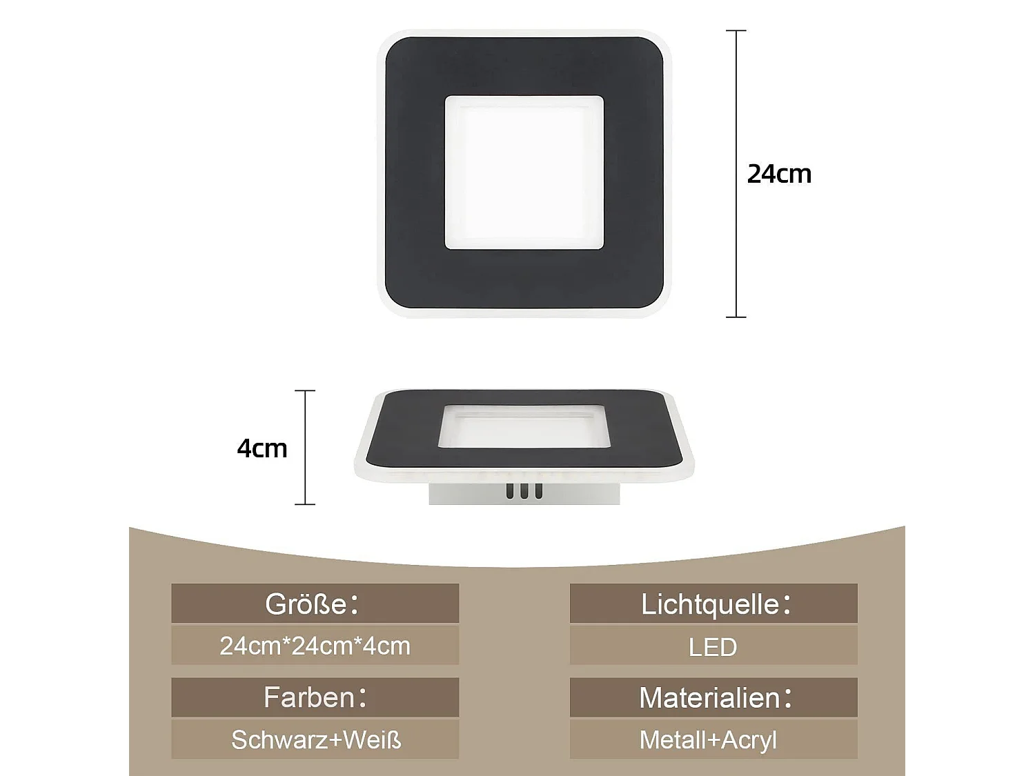NETTLIFE LED plafondlamp 23W zwart 24cm warm wit keukenlamp modern design vierkante slaapkamer hallamp voor woonkamer
