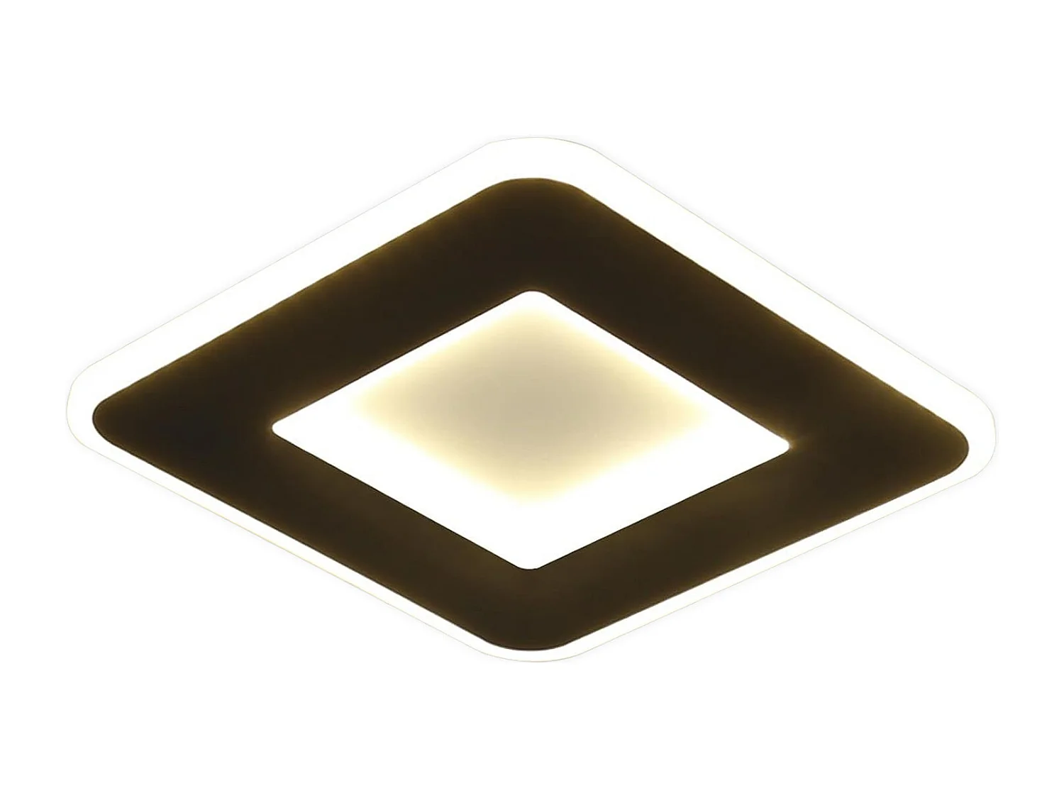 NETTLIFE Plafonnier LED 23W noir 24cm lampe de cuisine blanc chaud design moderne lampe de chambre carré couloir pour salon