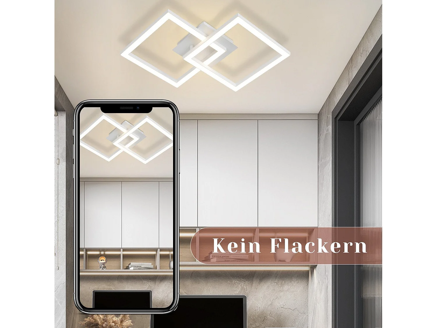 Moderne Küchen LED Deckenleuchte 24W Design Lampe Warmweiß Lampe Flurlampe Eckig Weiß