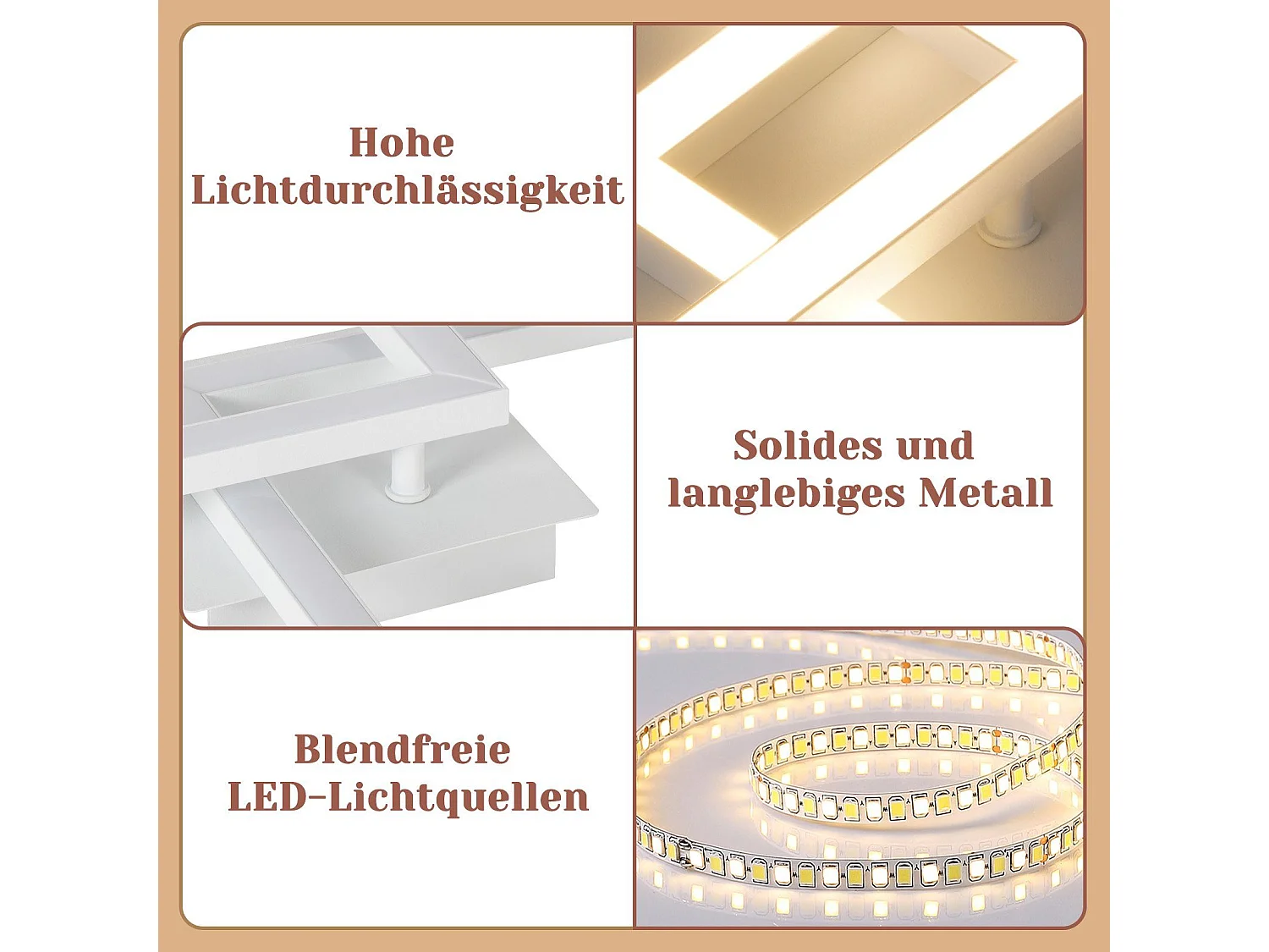 Moderne Küchen LED Deckenleuchte 24W Design Lampe Warmweiß Lampe Flurlampe Eckig Weiß