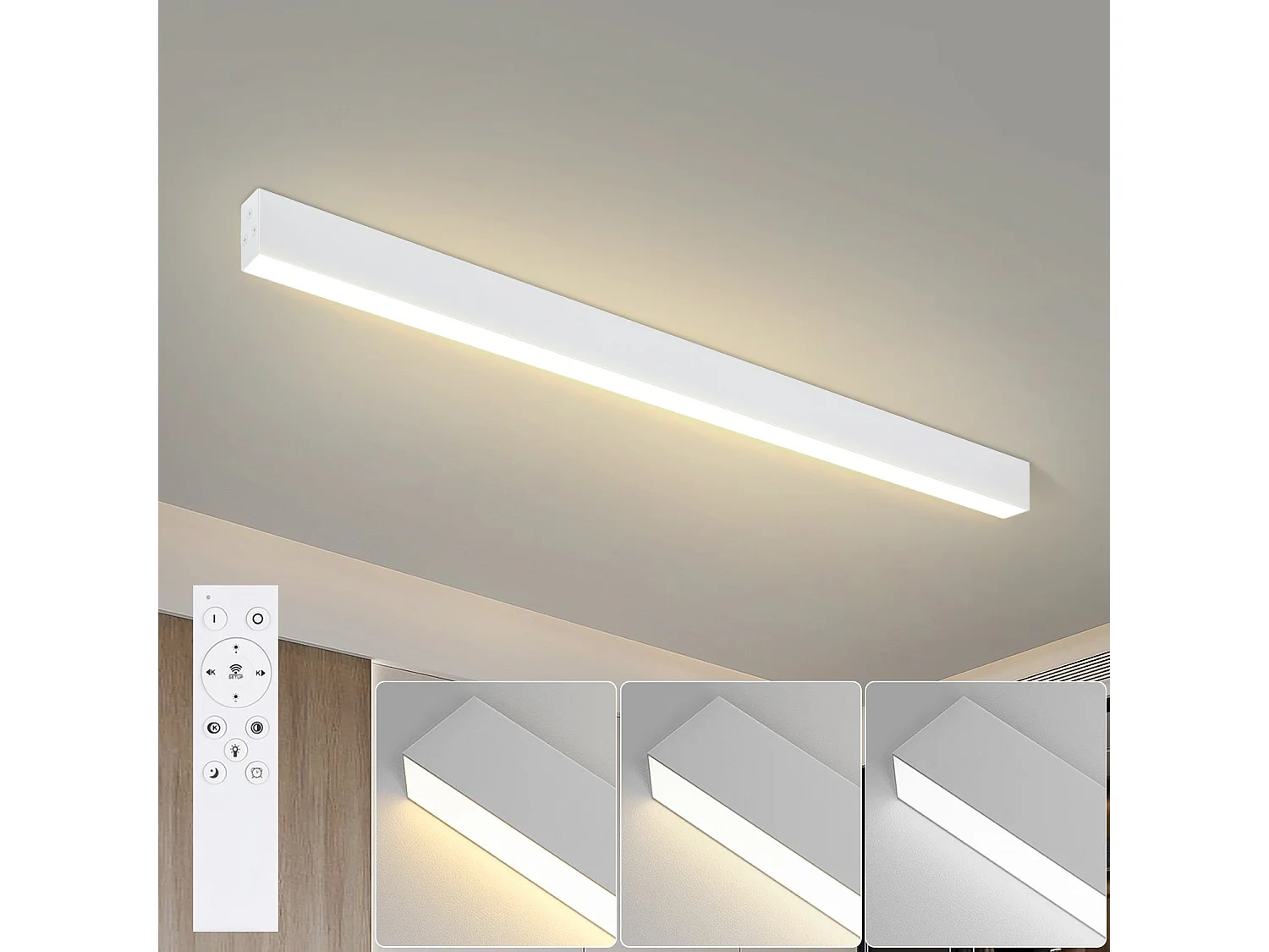 NETTLIFE Lámpara de Techo LED Moderna Lámpara de Escritorio de Techo de 80 CM de Largo 25 W Regulable con Control Remoto para Sala de Estar Dormitorio