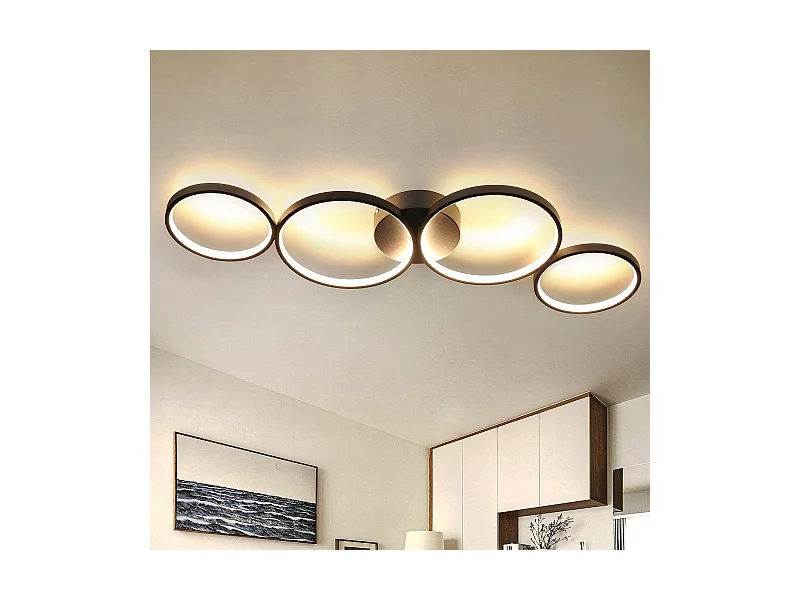 LED Deckenleuchte 37W 3000K Warmweiß Modern Rund Ring Schwarz 89cm Design Schreibtischlampe