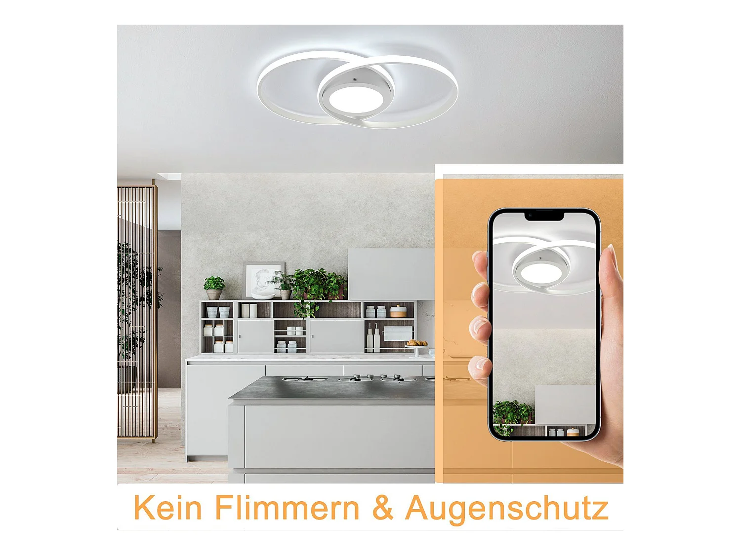 Dimmbare LED Deckenleuchte mit Fernbedienung 48w Wohnzimmer Weiß Design Schlafzimmer Moderne Lampe