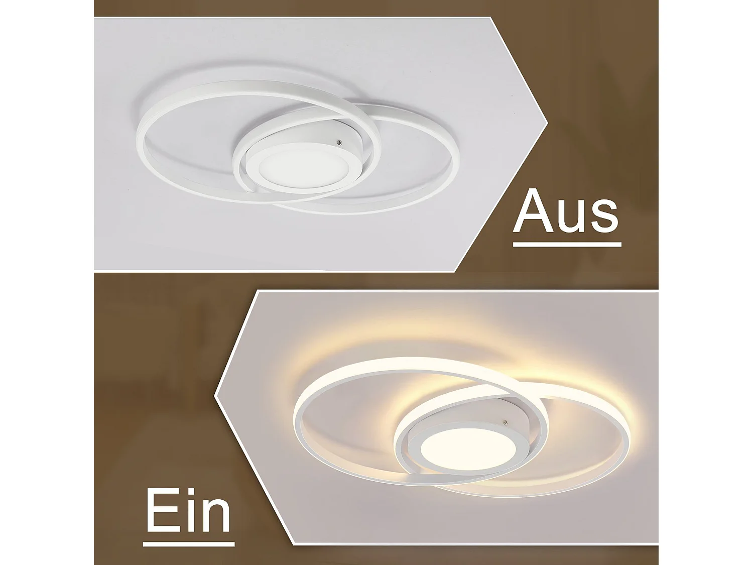 Dimmbare LED Deckenleuchte mit Fernbedienung 48w Wohnzimmer Weiß Design Schlafzimmer Moderne Lampe