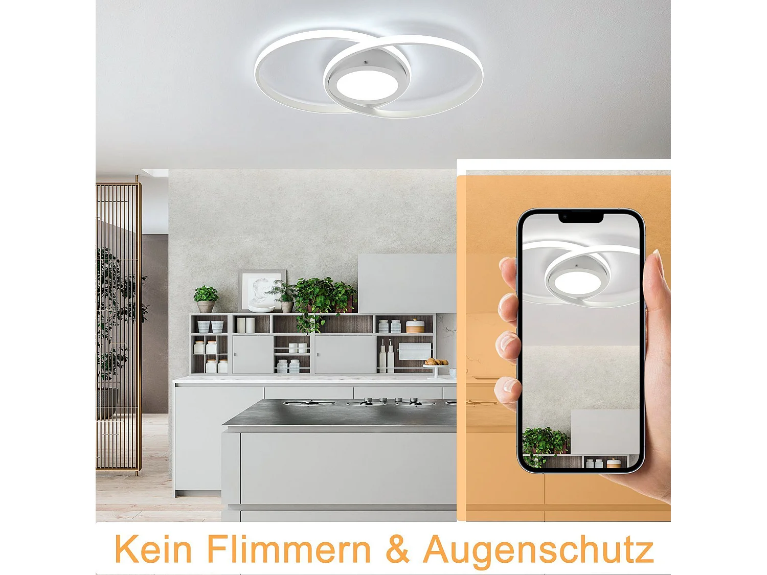 NETTLIFE ściemnialna lampa sufitowa LED z pilotem 48W biała lampa do salonu sypialnia nowoczesna lampa do kuchni biuro