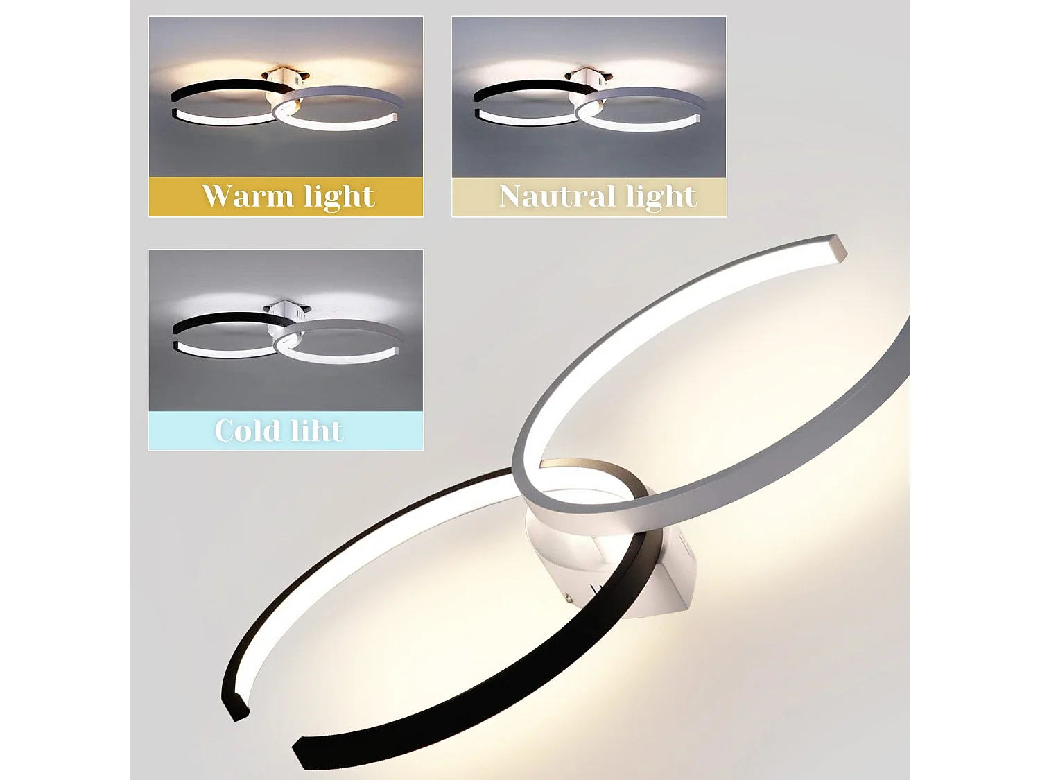 LED Deckenleuchte 37w, 54x32x8,5cm Modern Dimmbar Mit Fernbedienung Metall Design Wohnzimmer Lampe