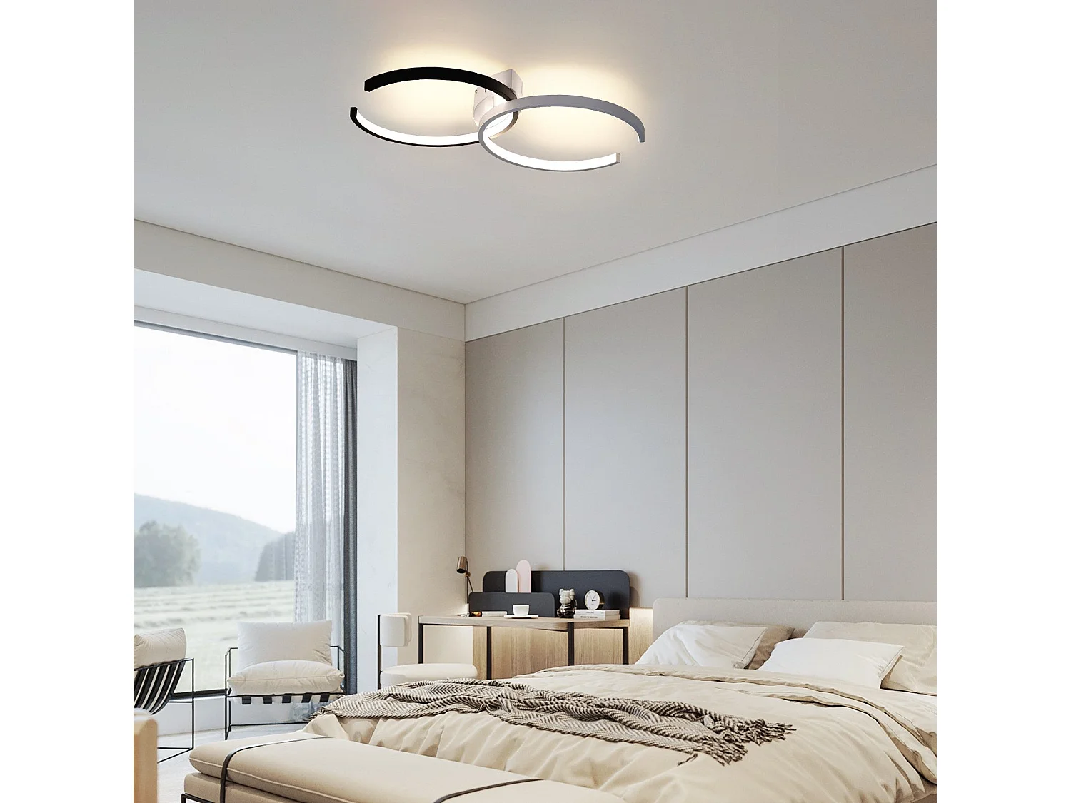 LED Deckenleuchte 37w, 54x32x8,5cm Modern Dimmbar Mit Fernbedienung Metall Design Wohnzimmer Lampe