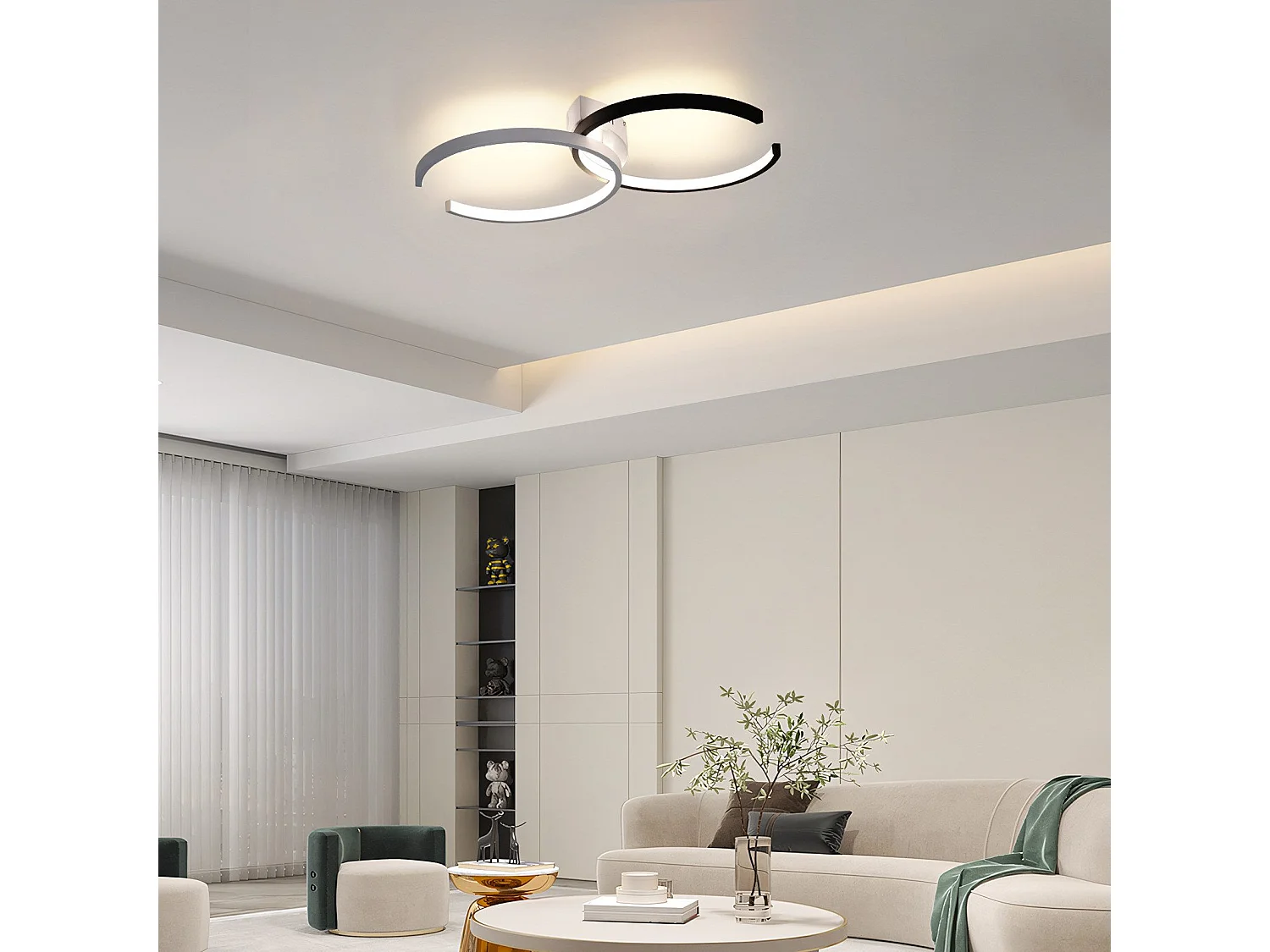 LED Deckenleuchte 37w, 54x32x8,5cm Modern Dimmbar Mit Fernbedienung Metall Design Wohnzimmer Lampe