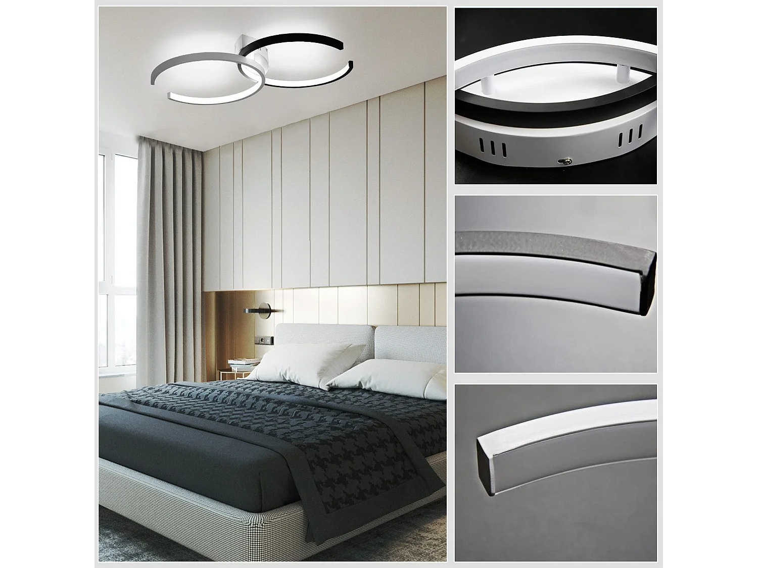 NETTLIFE Plafonnier LED 37W, 54x32x8,5cm moderne dimmable avec télécommande en métal lampe de salon design pour chambre salle à manger bureau