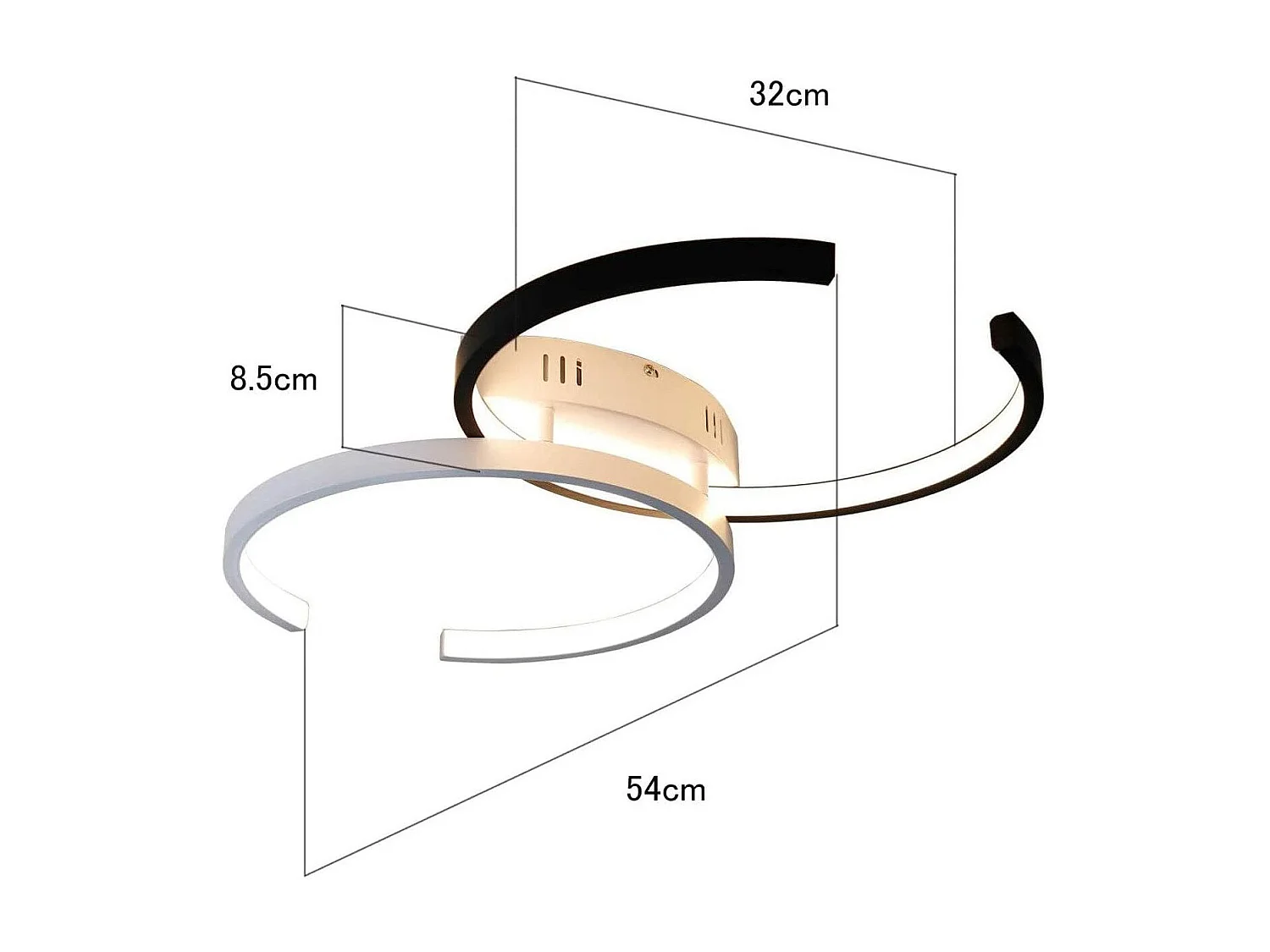 NETTLIFE Plafonnier LED 37W, 54x32x8,5cm moderne dimmable avec télécommande en métal lampe de salon design pour chambre salle à manger bureau