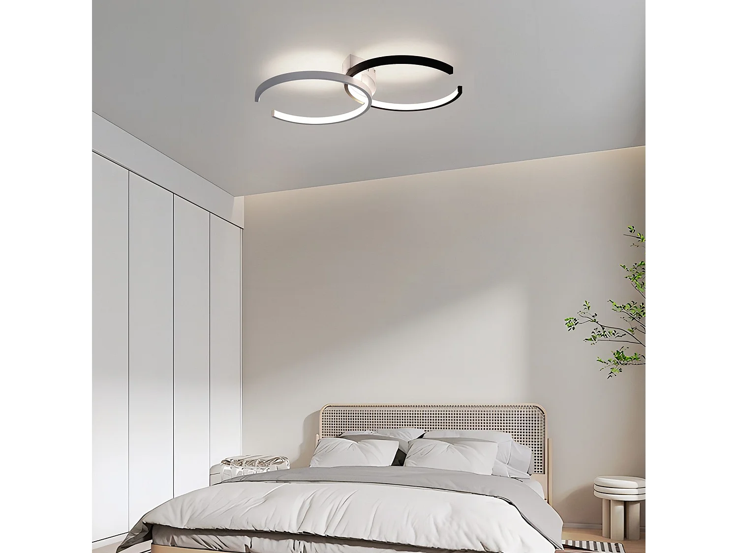 NETTLIFE Plafonnier LED 37W, 54x32x8,5cm moderne dimmable avec télécommande en métal lampe de salon design pour chambre salle à manger bureau