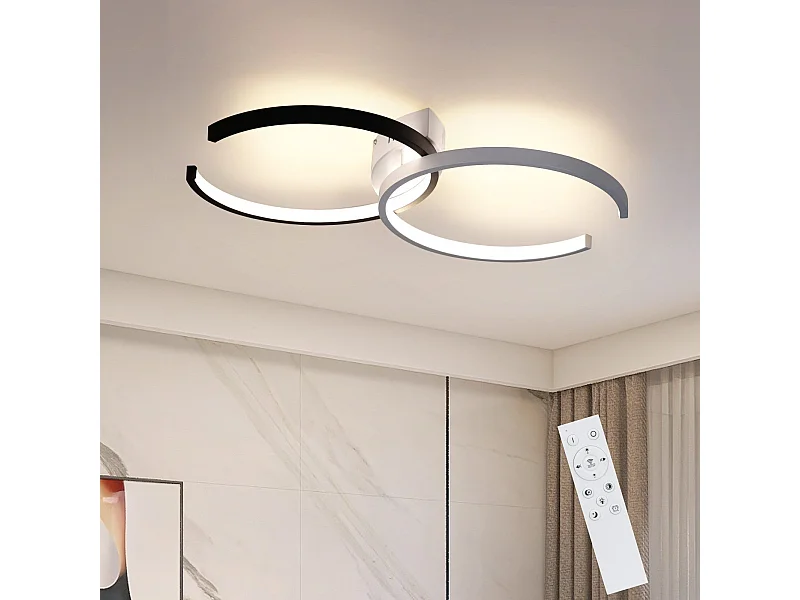 NETTLIFE Plafón LED 37W, 54x32x8,5cm Moderno Regulable con Mando a Distancia Lámpara de Salón de Diseño de Metal para Dormitorio  Oficina