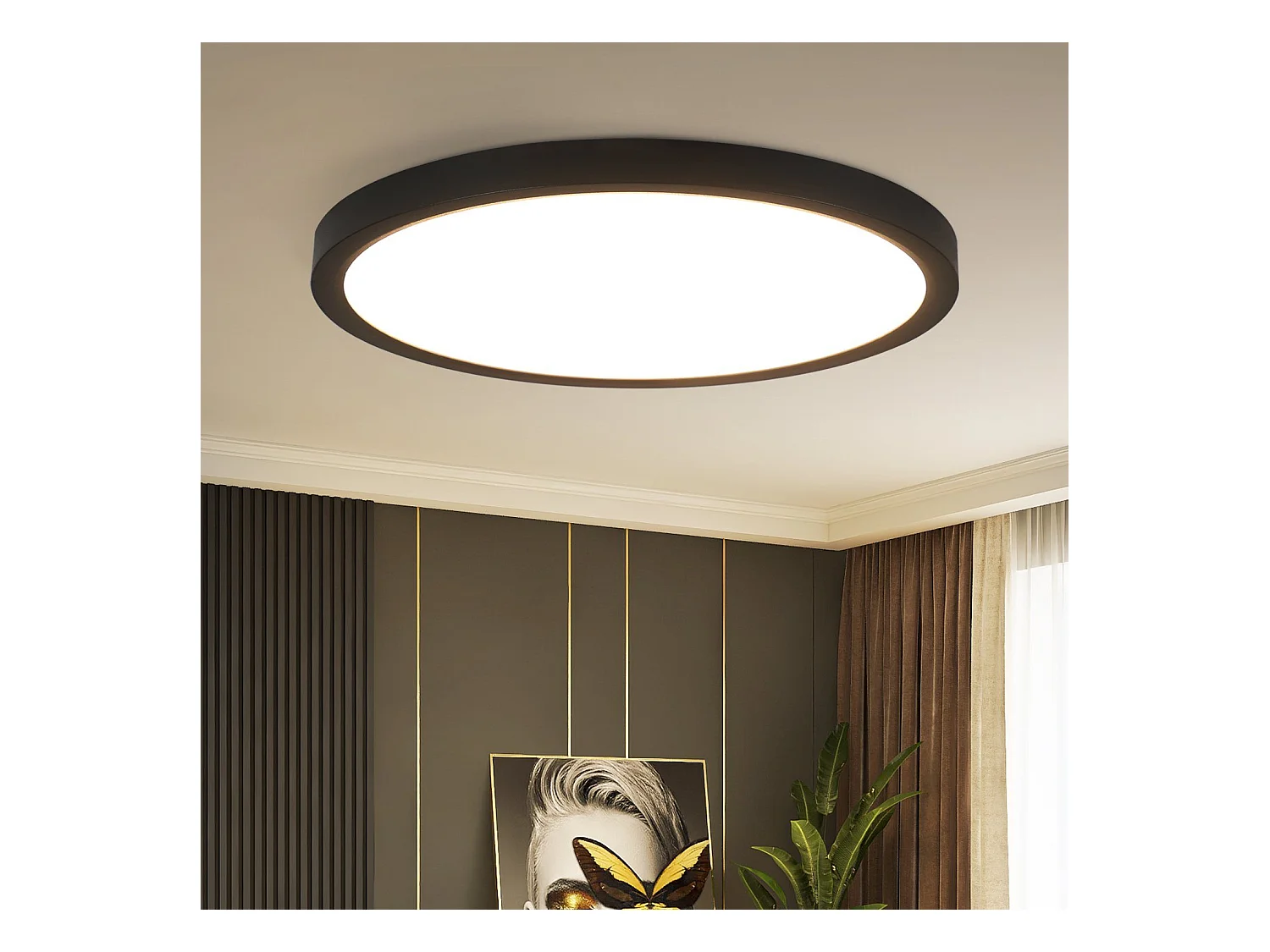 NETTLIFE badkamer plafonnière - Zwart - rond - klein - Wit licht - 18 W - ⌀23cm