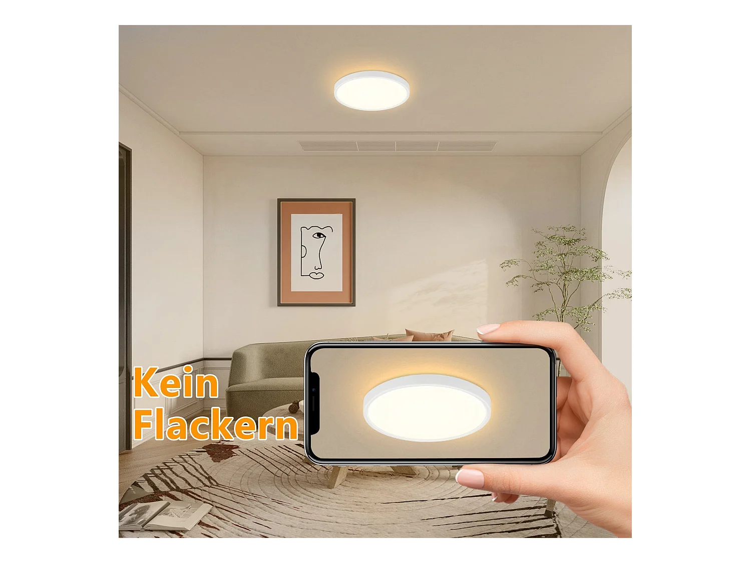 NETTLIFE Plafonnier LED chambre lampe plate 22cm 15W cuisine IP44 couloir ronde blanc chaud pour salle de bain