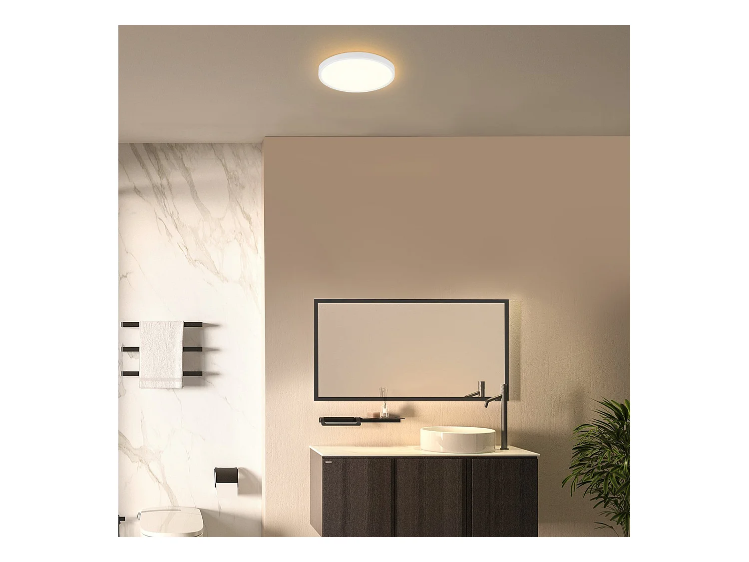 NETTLIFE Plafonnier LED chambre lampe plate 22cm 15W cuisine IP44 couloir ronde blanc chaud pour salle de bain