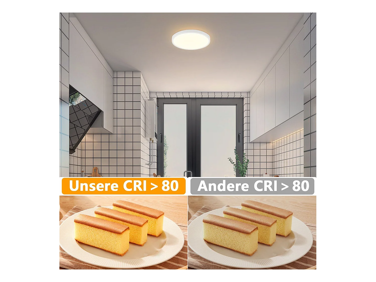 NETTLIFE Plafonnier LED chambre lampe plate 22cm 15W cuisine IP44 couloir ronde blanc chaud pour salle de bain