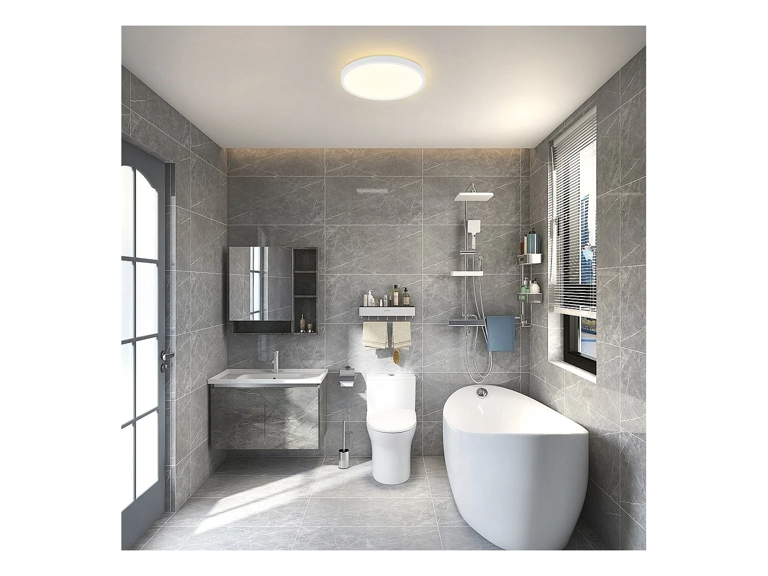 NETTLIFE Plafonnier LED chambre lampe plate 22cm 15W cuisine IP44 couloir ronde blanc chaud pour salle de bain