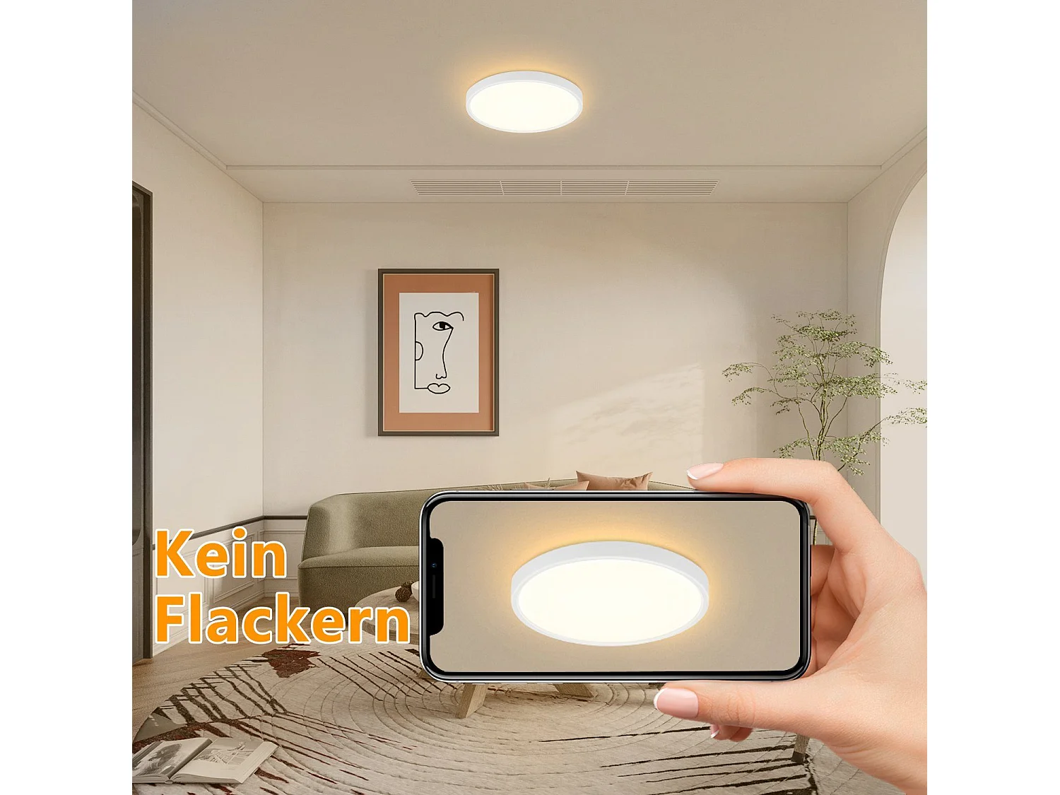 NETTLIFE Plafonnier LED chambre lampe plate 22cm 15W cuisine IP44 couloir ronde blanc chaud pour salle de bain