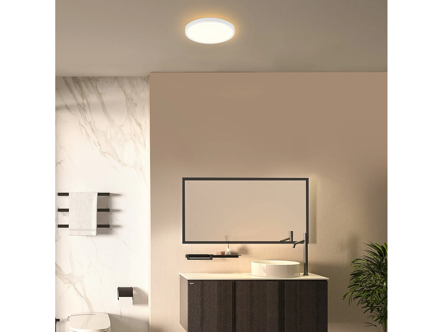 NETTLIFE Plafonnier LED chambre lampe plate 22cm 15W cuisine IP44 couloir ronde blanc chaud pour salle de bain