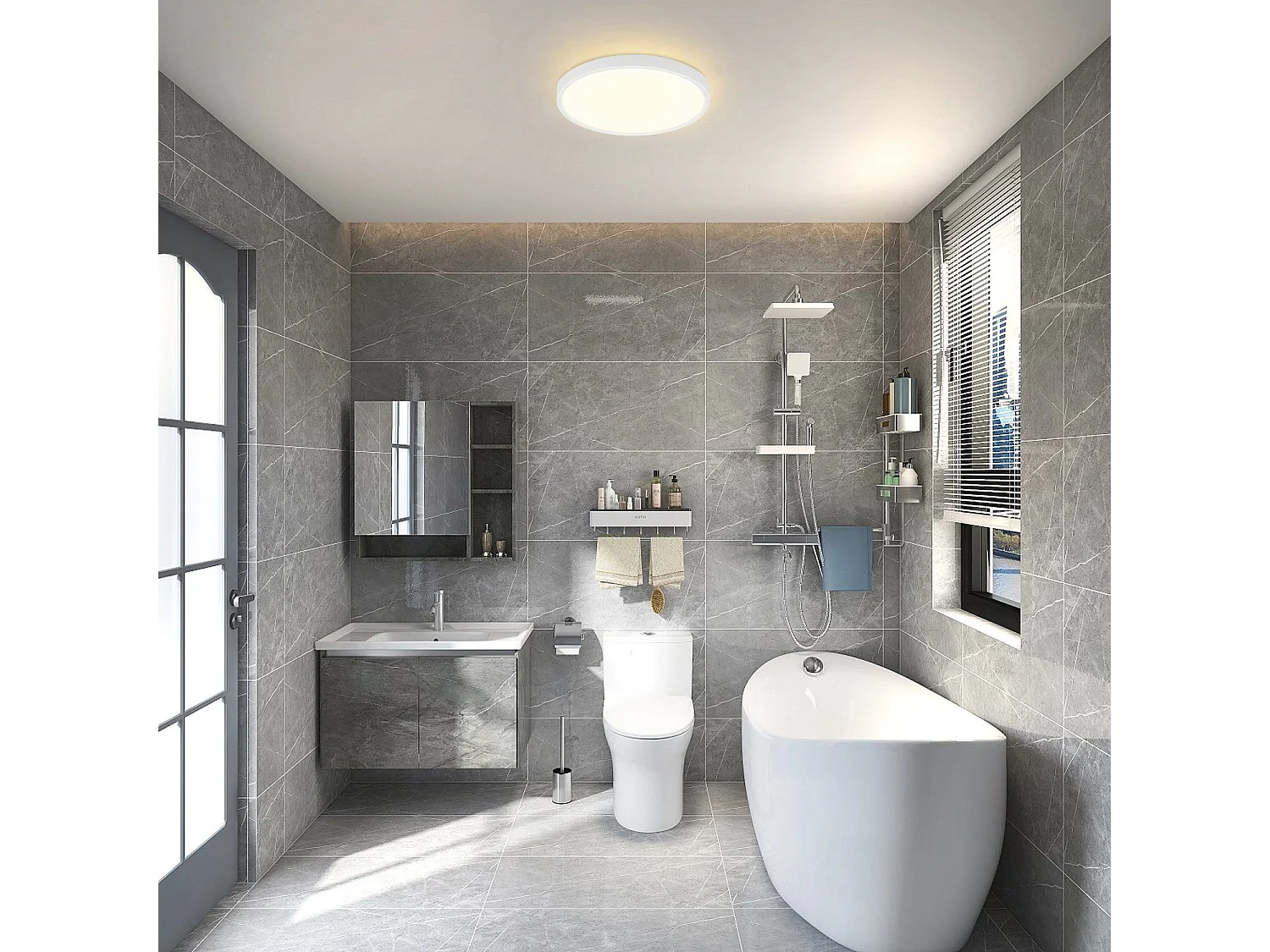 NETTLIFE Plafonnier LED chambre lampe plate 22cm 15W cuisine IP44 couloir ronde blanc chaud pour salle de bain