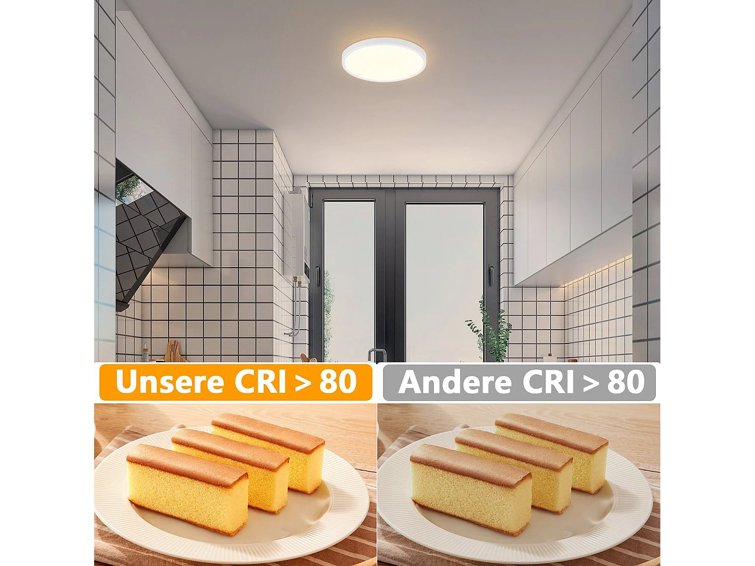 NETTLIFE Plafonnier LED chambre lampe plate 22cm 15W cuisine IP44 couloir ronde blanc chaud pour salle de bain