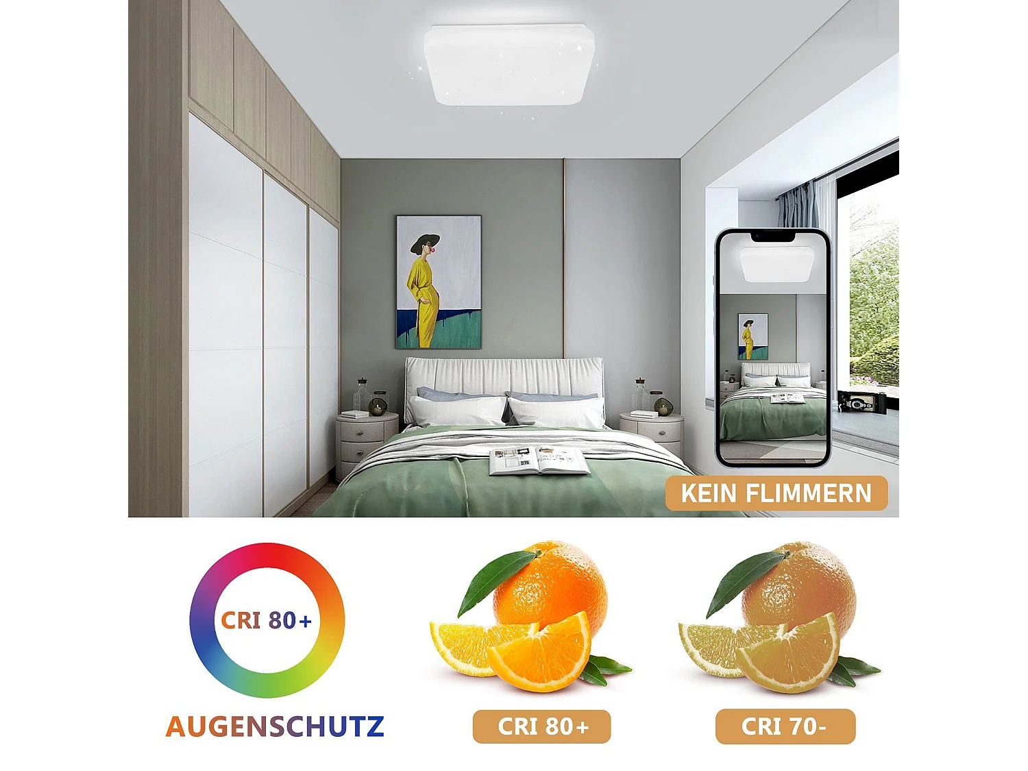 NETTLIFE Lampa sufitowa LED Starry Sky Lampa do sypialni z pilotem 37 W Lampa do pokoju dziecięcego Lampa kwadratowa 28 cm do salonu Kuchnia Przedpokój