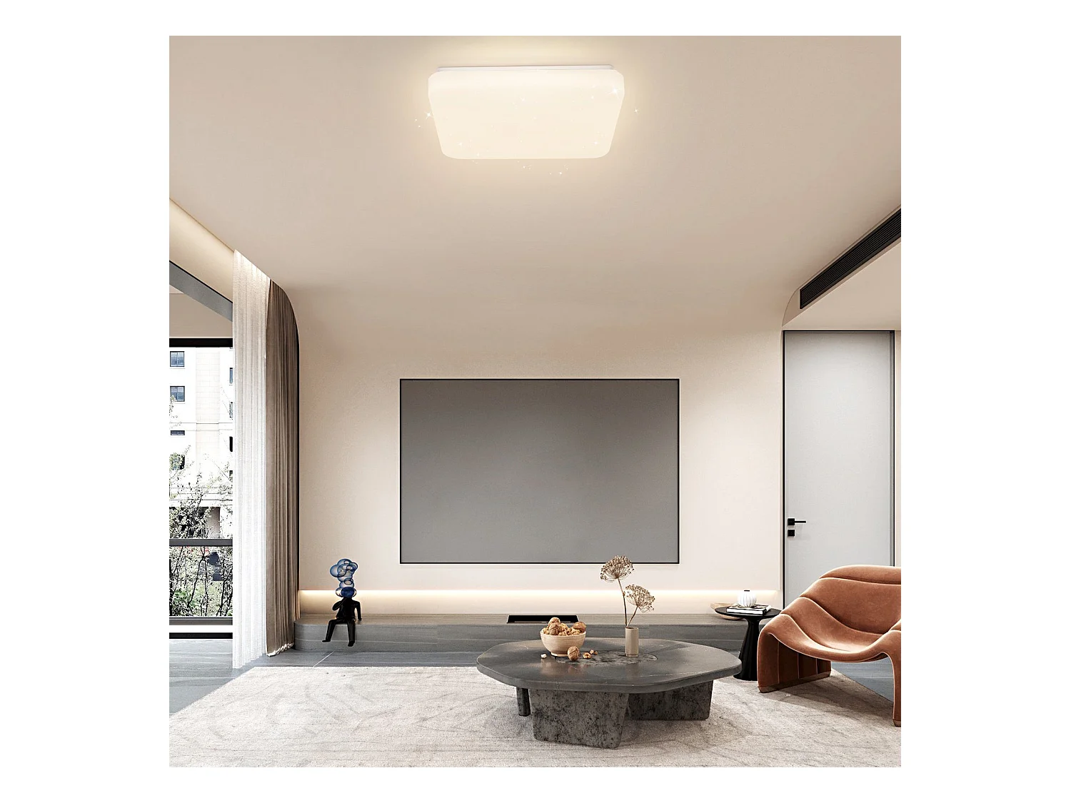 NETTLIFE Plafonnier LED Lampe de Chambre Ciel Étoilé avec Télécommande 37 W Lampe de Chambre d'Enfant Lampe Carrée 28 cm pour Salon Cuisine Couloir