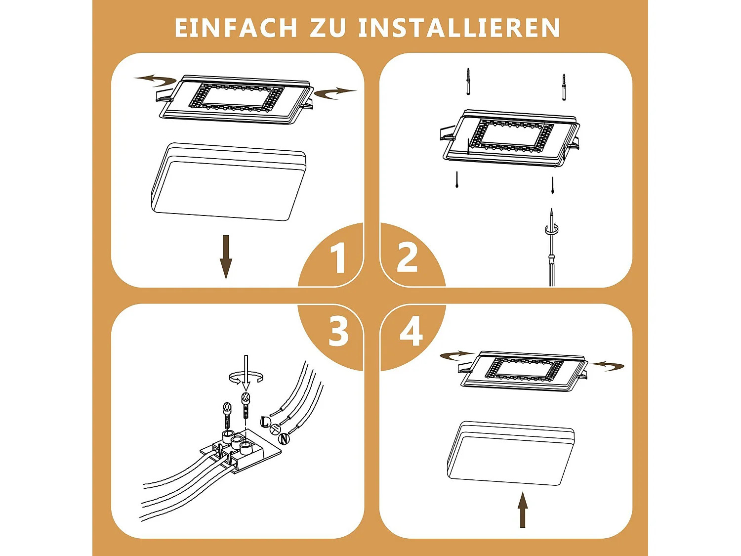 NETTLIFE Plafondlamp LED - 28cm - vierkant - Dimbaar - Moderne Keukenverlichting - met Sterrenhemelontwerp - Wit - voor Slaapkamer | Studeerkamer | Hotel - 37W