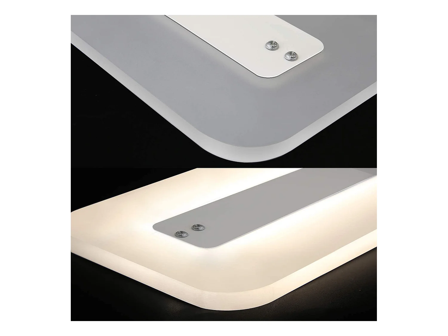 NETTLIFE Plafonnier LED Moderne 80CM Blanc Long Lampe de Dimmable avec Télécommande Plat Acrylique pour Salon Chambre Bureau Cuisine